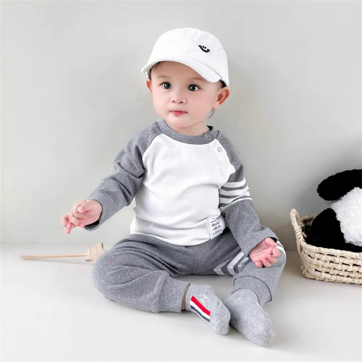 baby boy spring and autumn color matching suit