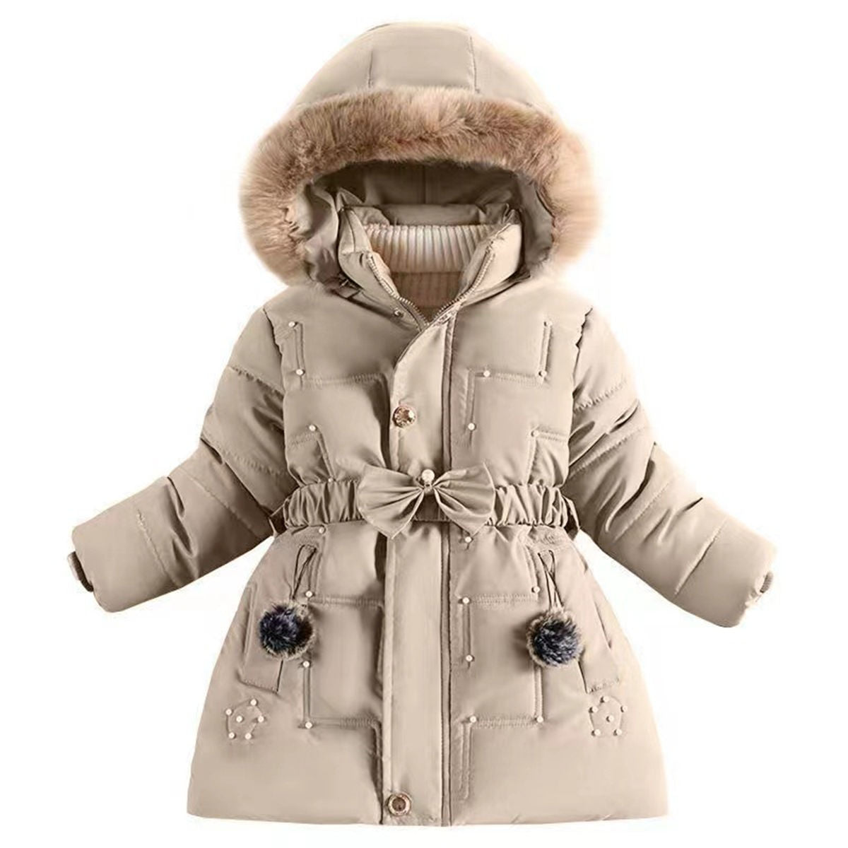 Winter simple temperament style plus velvet and thick short cotton coat for middle and large children and girls