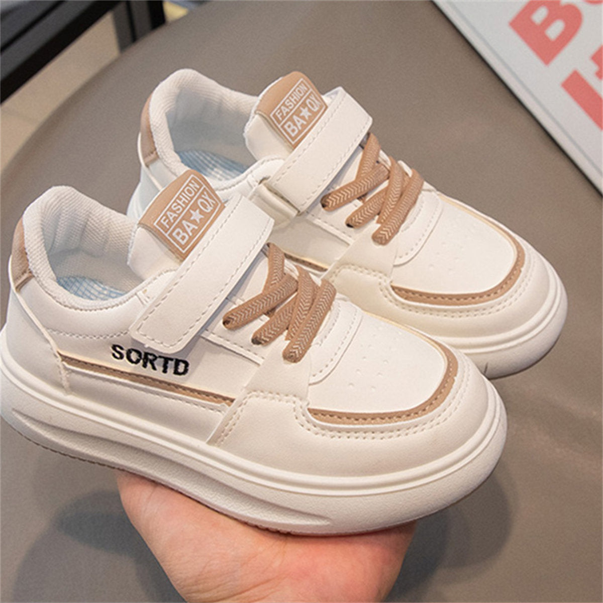 Simple casual style Velcro non-slip low-top sneakers for boys and girls