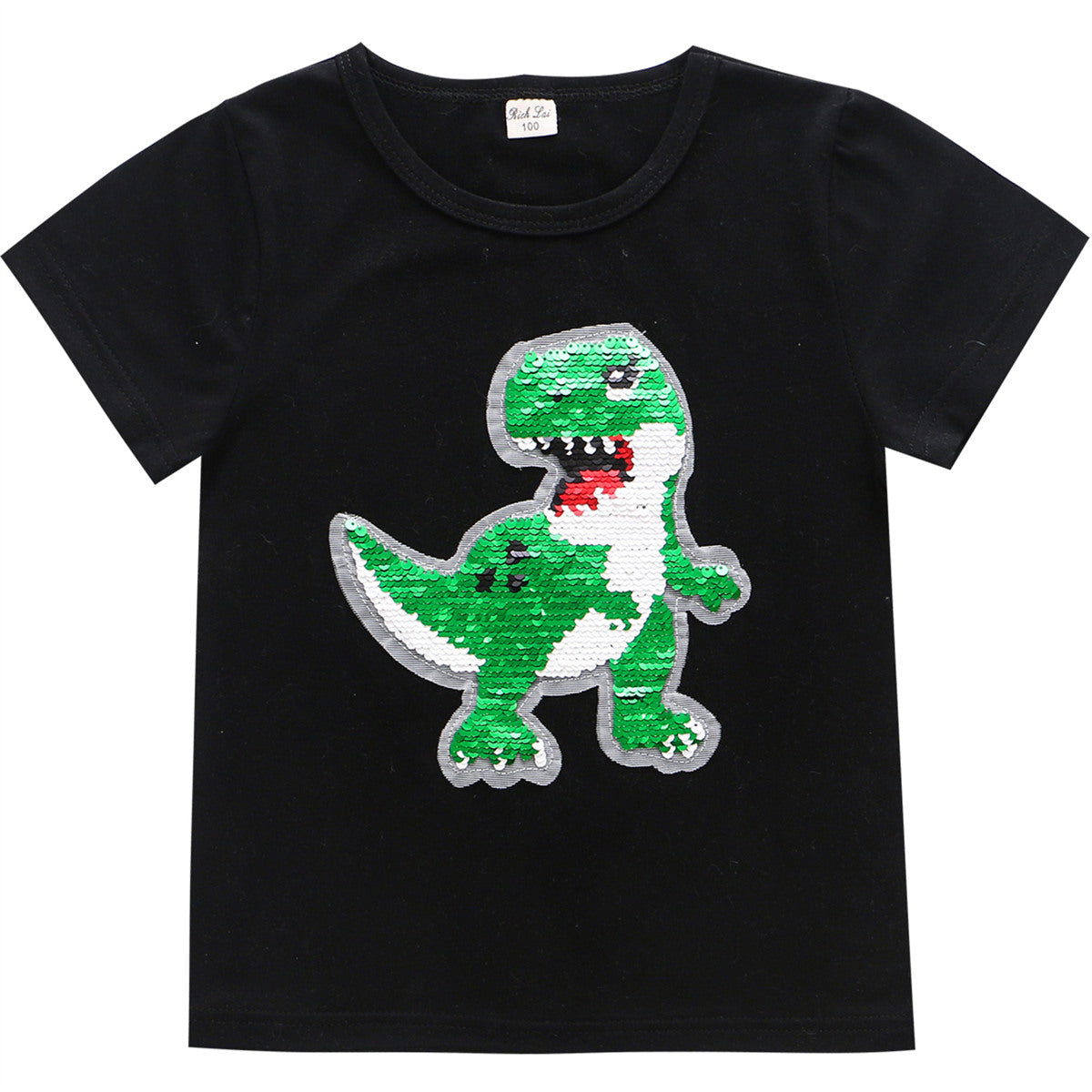 Children's summer new boys sequin short-sleeved T-shirt flip color top