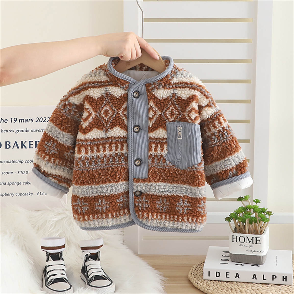 Baby boy's winter warm lambskin cotton clothes