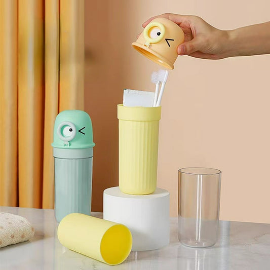 Mouthwash cup two in one cartoon toothbrush cup children's wash cup with handle toothpaste toothbrush travel storage