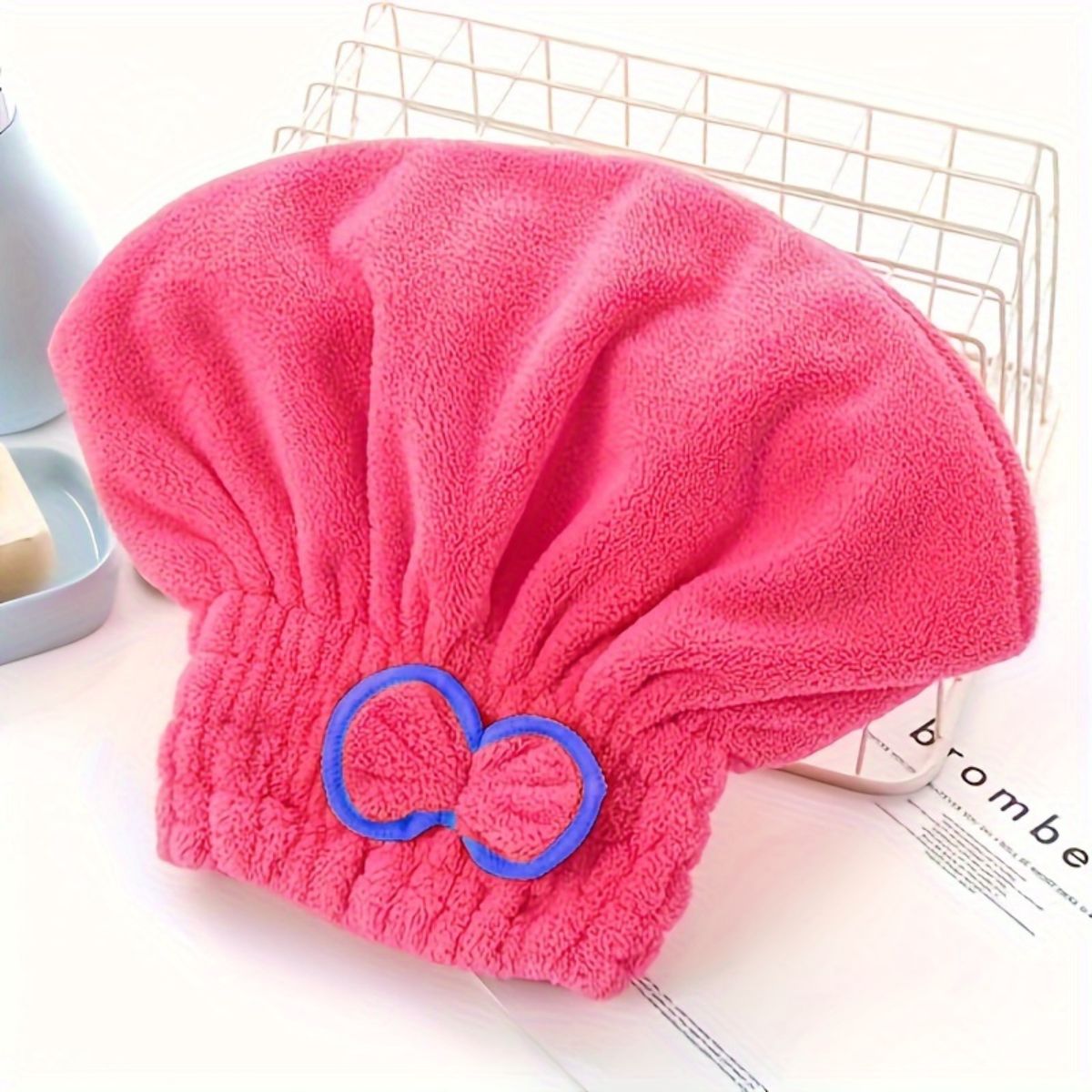 Bow Coral Fleece Princess Hat High Density Coral Fleece Dry Hair Hat