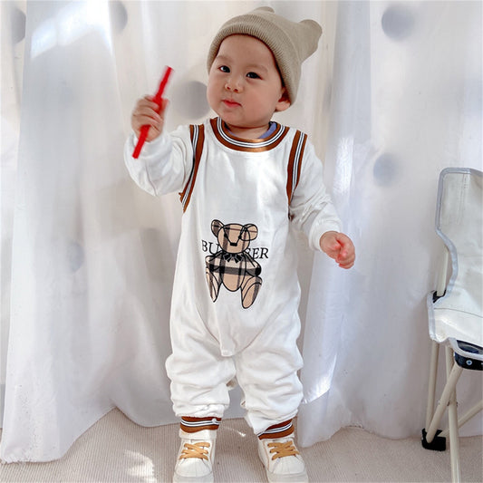 Boys spring and autumn long sleeve fake two piece romper