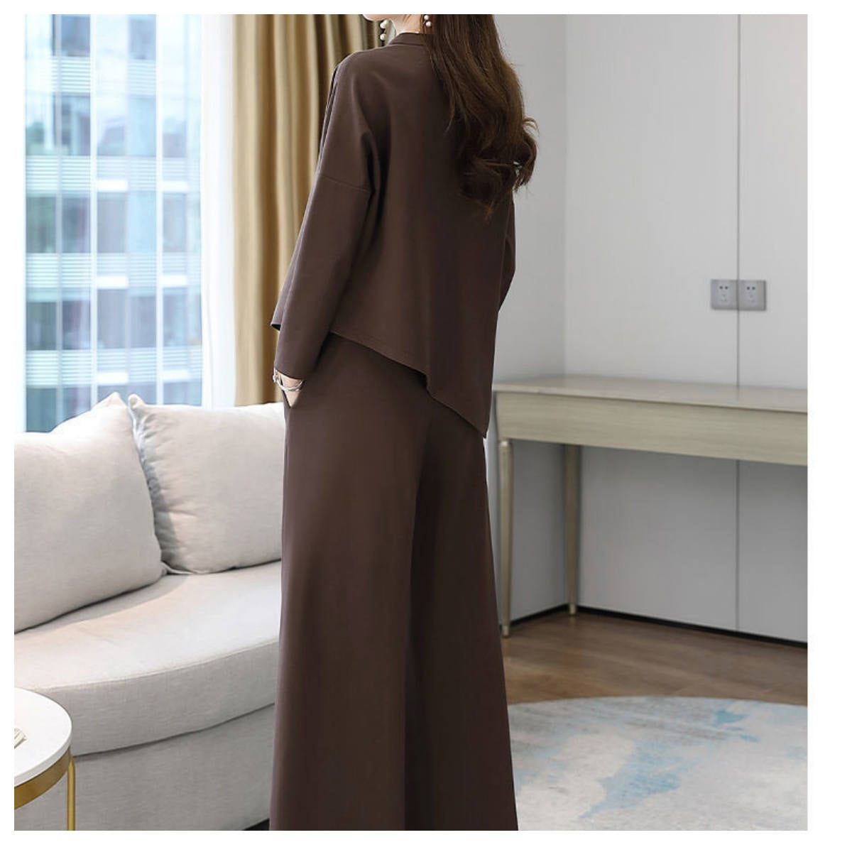 Women's slim casual temperament skirt and pants two-piece suit