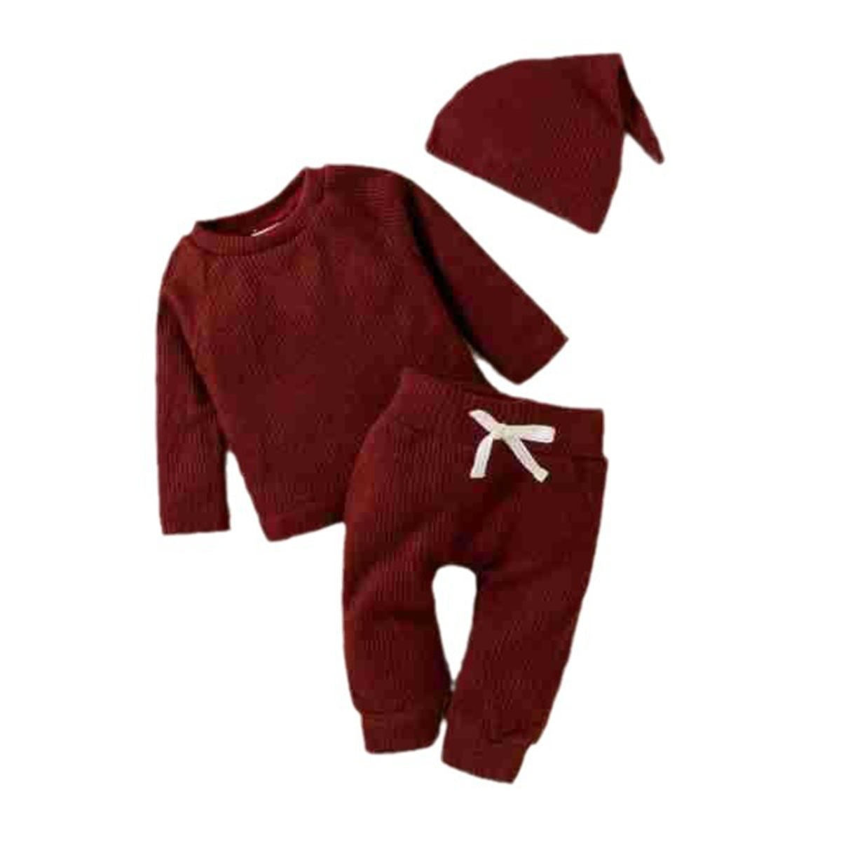 Infant and toddler knitted jacquard solid color three-piece sweatshirt children's clothing