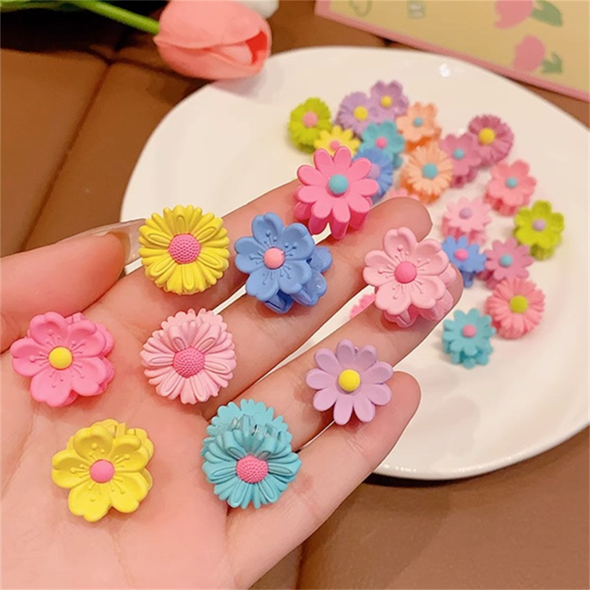 Children's 10-piece 3D flower hairpins