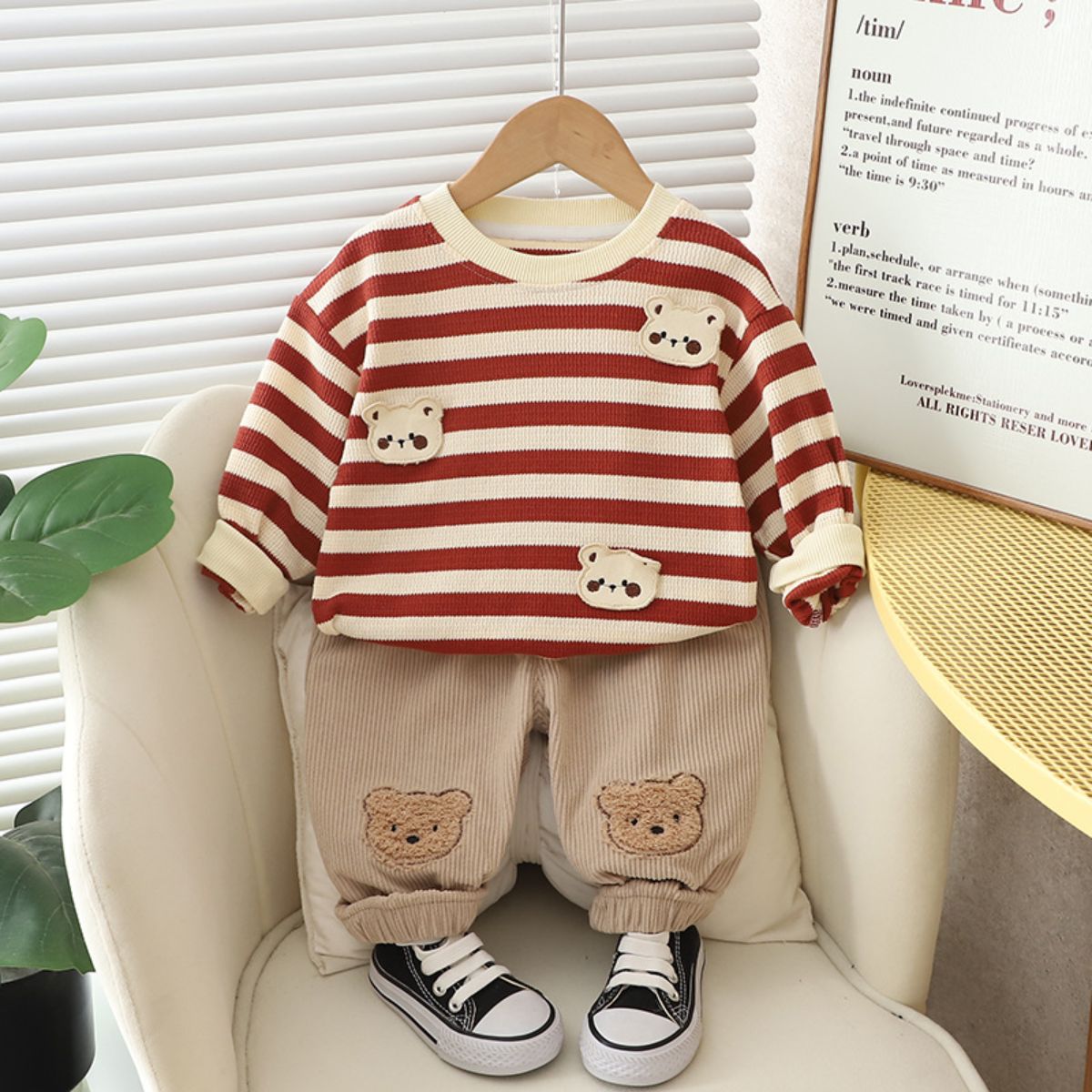 Boys spring and autumn suits new style infant children's clothing autumn style baby boy striped long-sleeved two-piece suit