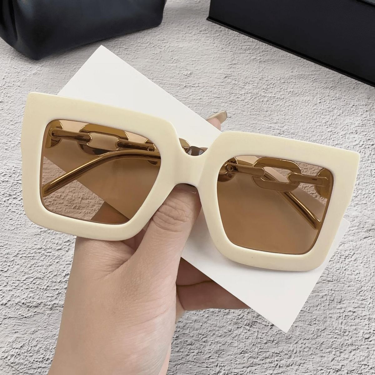 New chain anti-ultraviolet sunglasses European and American fashion square frame women's high-end sunglasses