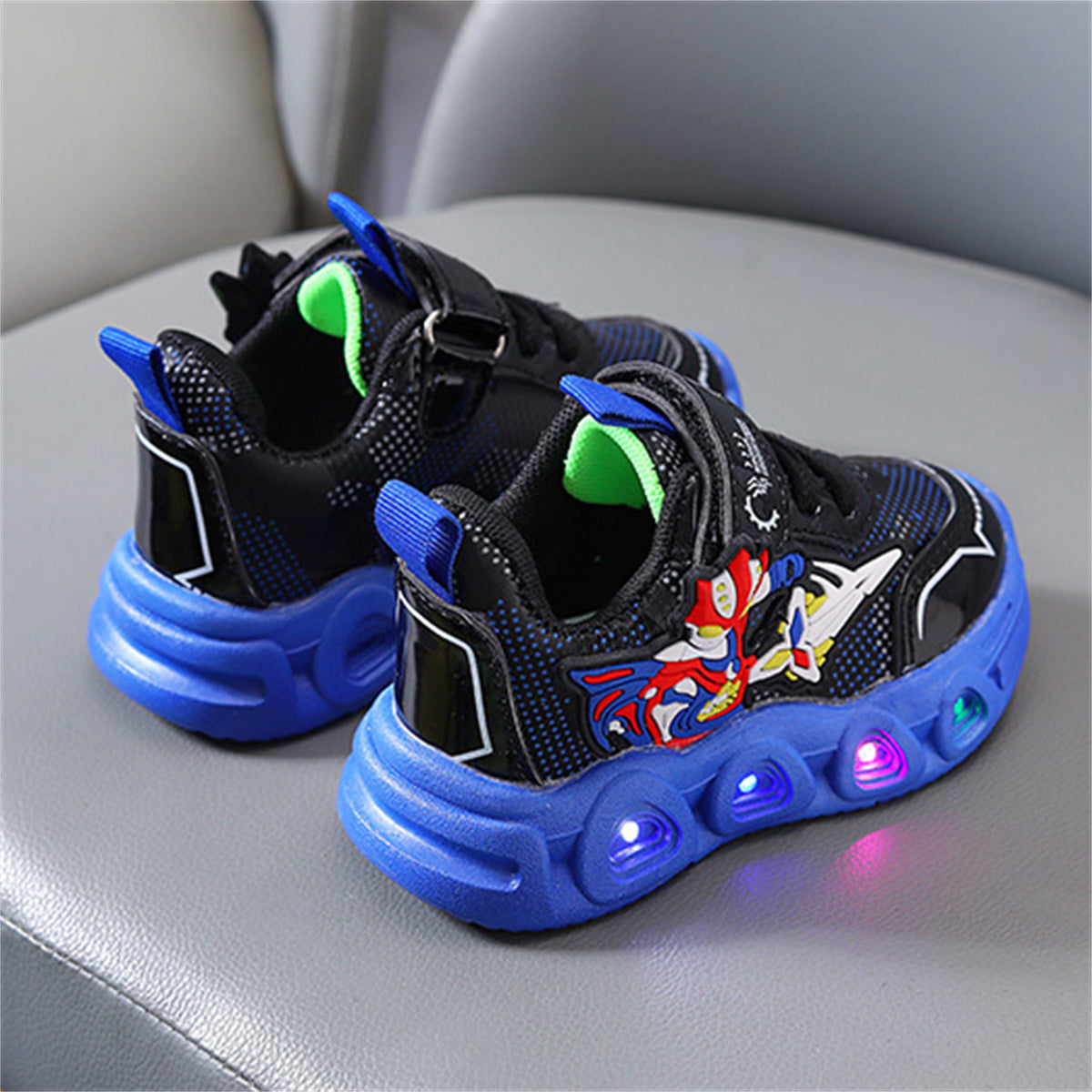 Children's leather Spider-Man LED light-up sneakers