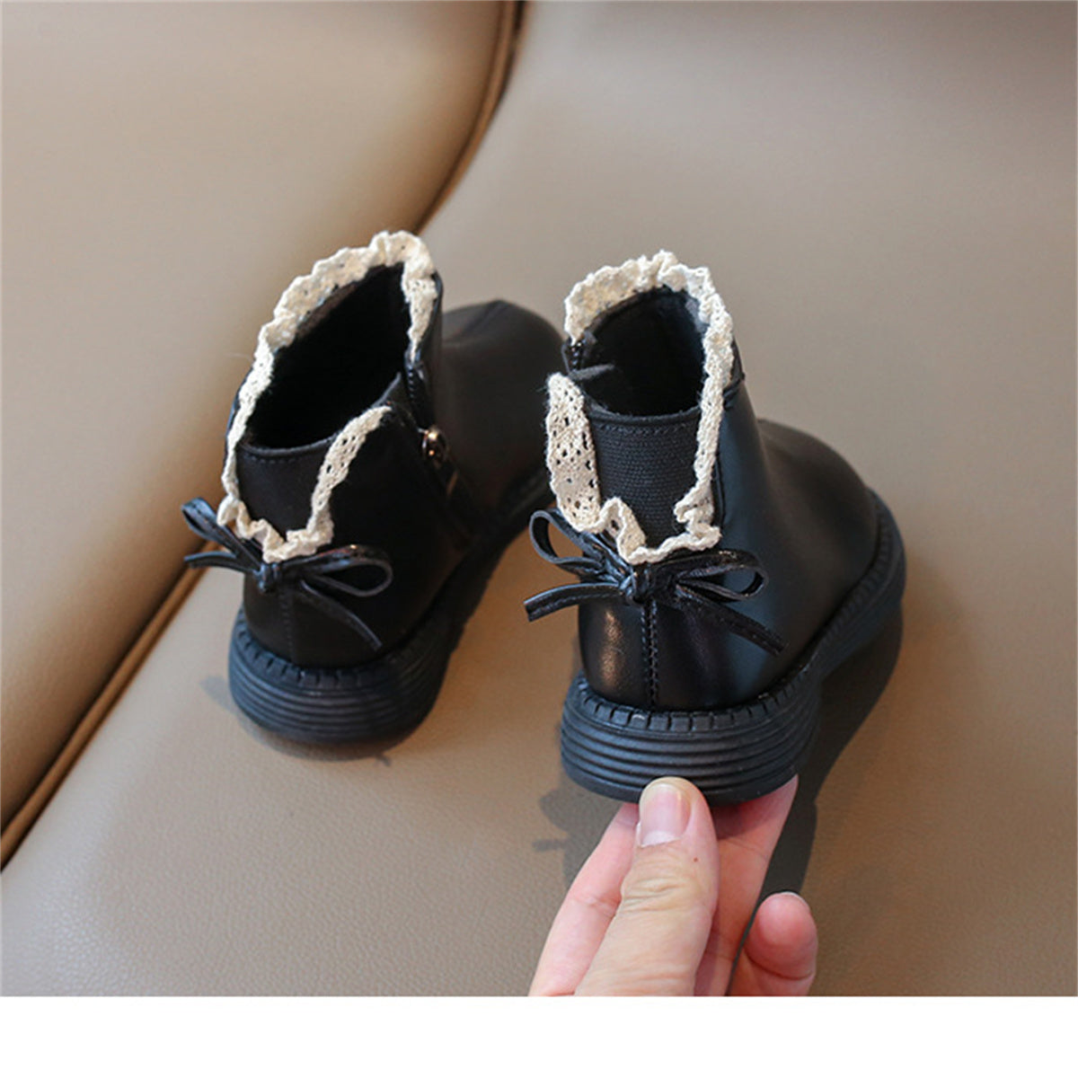 Sweet and stylish lace solid color ladies style short boots for little girls