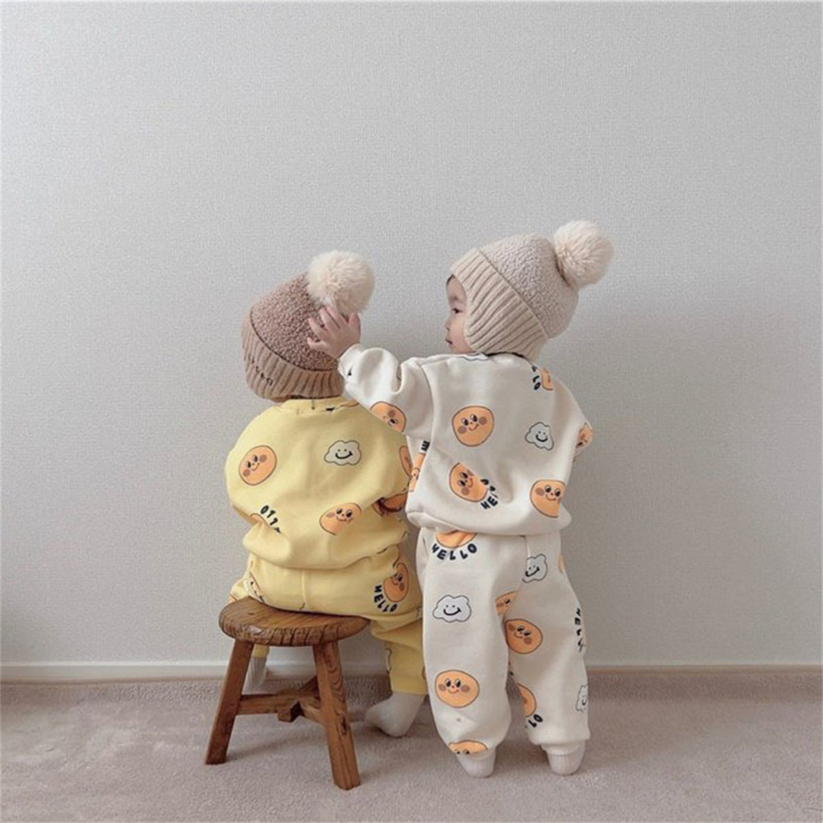 Baby Thickened Pants Set Two-Piece Cartoon Printed Sweater Set