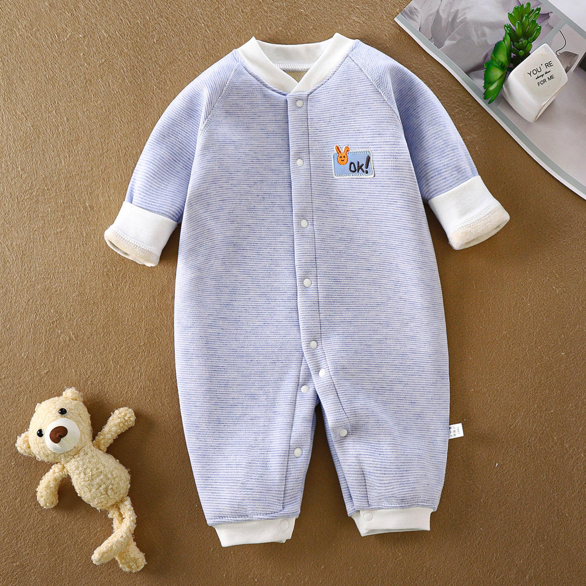 Baby warm onesie plus fleece thickened romper crawling clothes