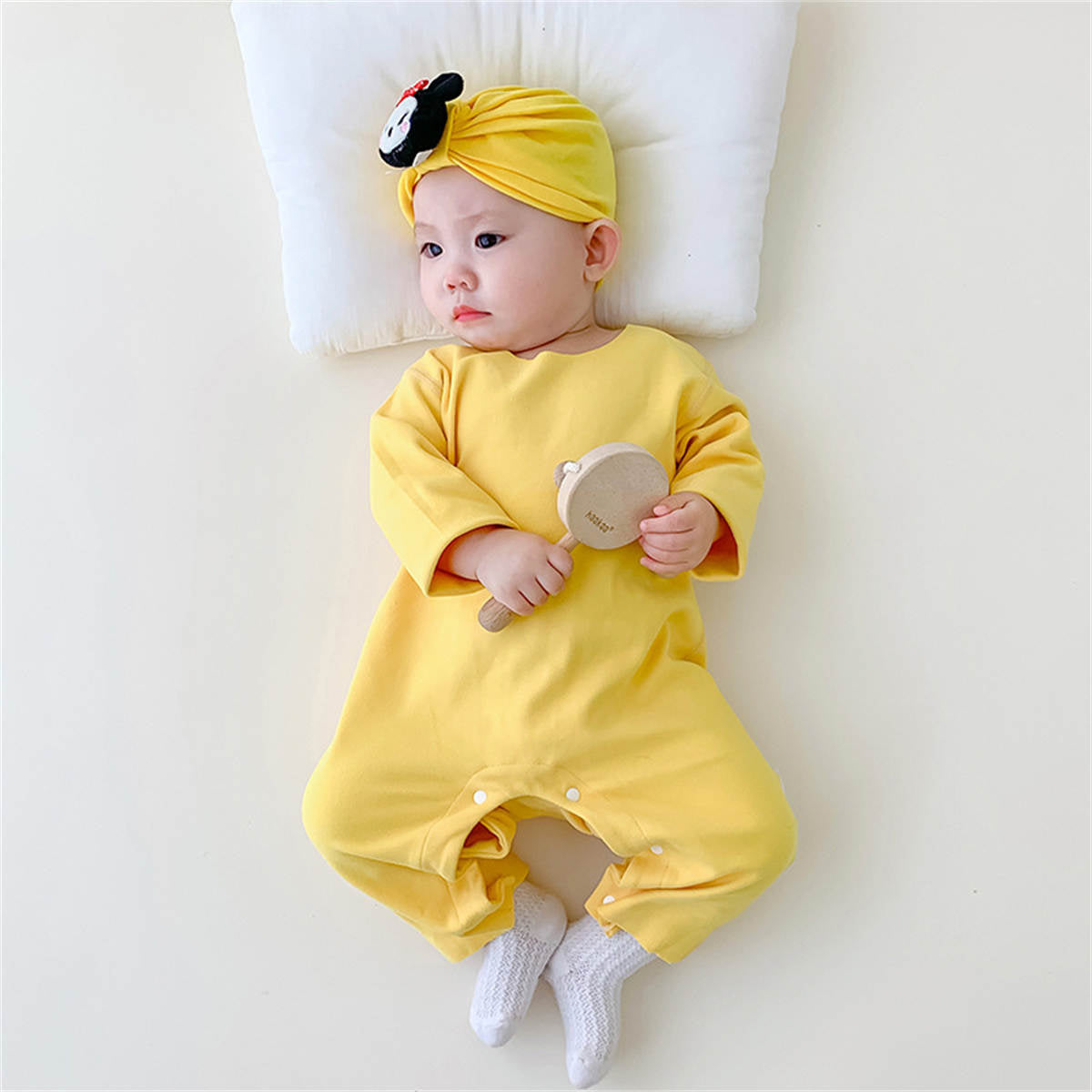 Infant and toddler double-sided brushed long-sleeved boneless warm romper