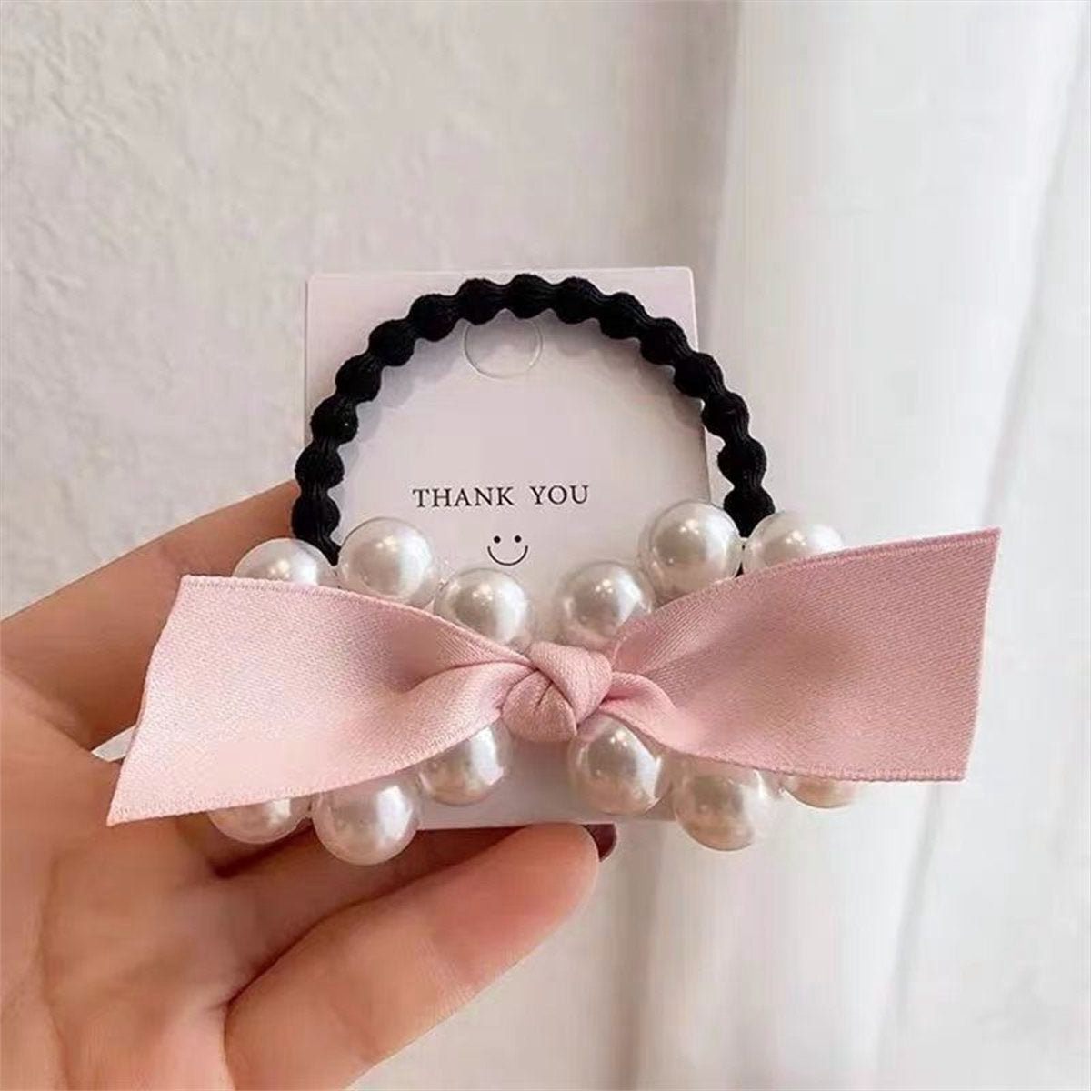 Adult pearl bow ribbon style simple and elegant hair rope