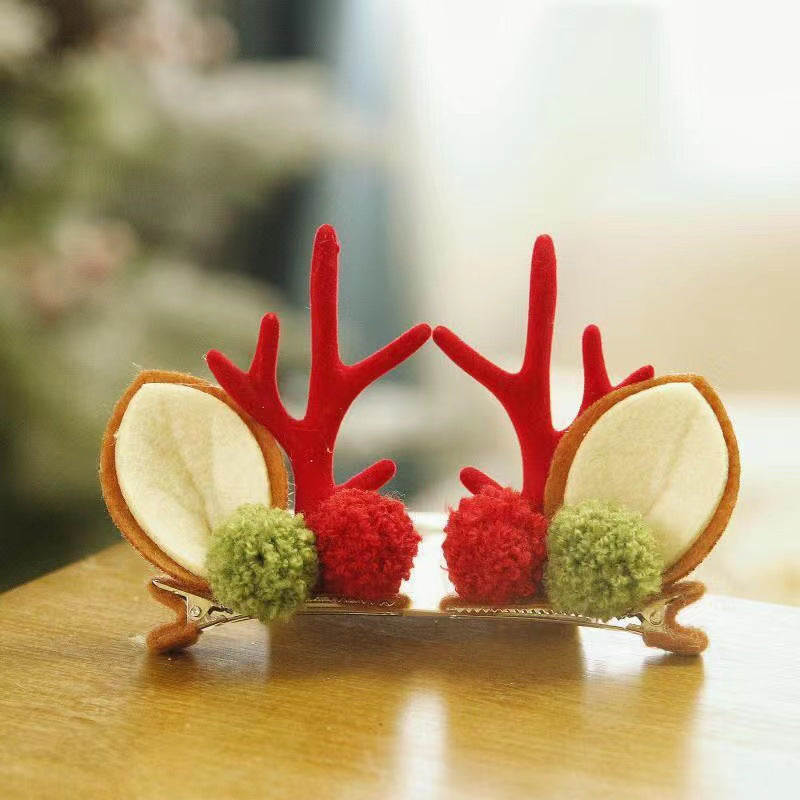 Children's 2-pack cute Christmas style deer hair clips