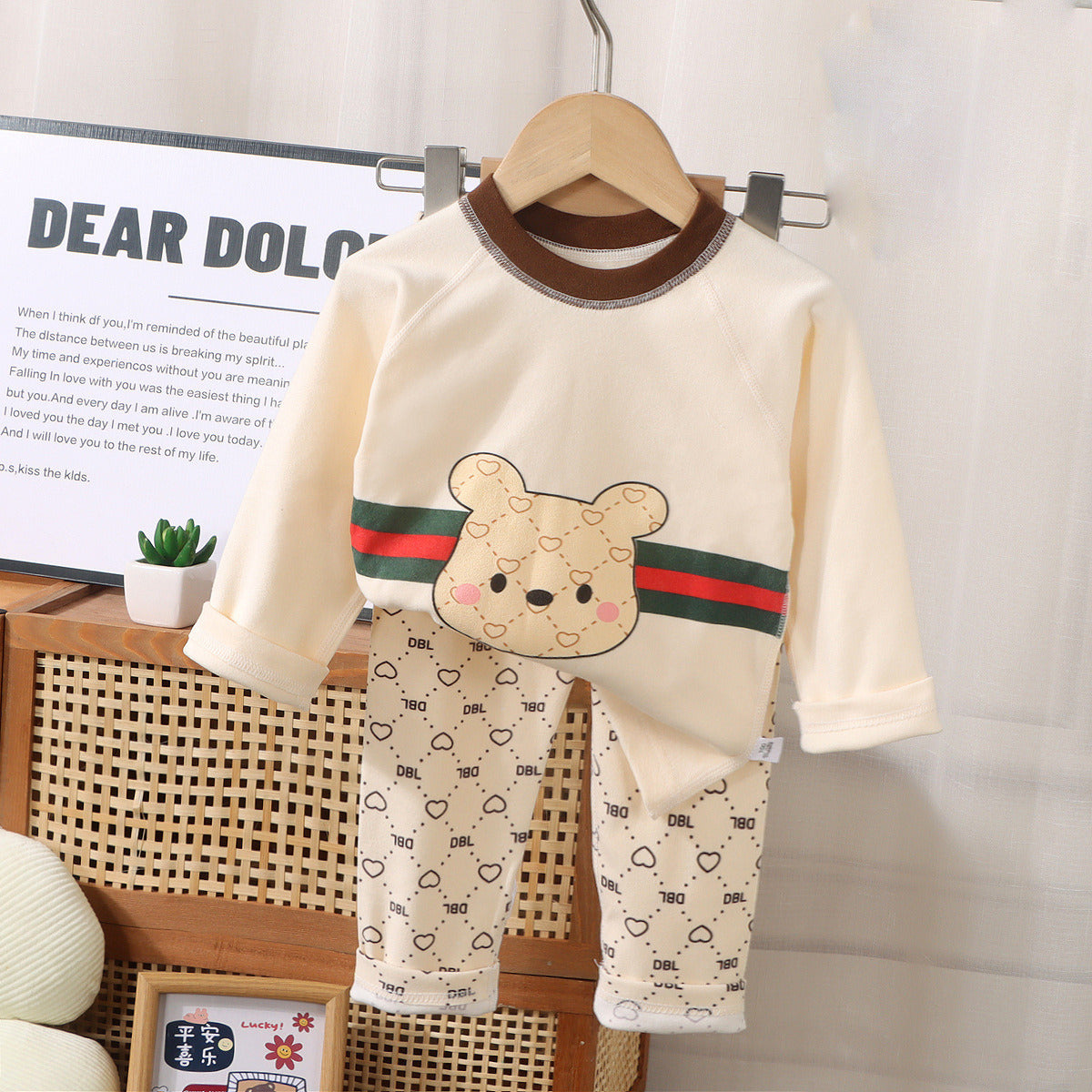 Boys' Cotton Cute Long Sleeve Home Clothes Pajamas Set