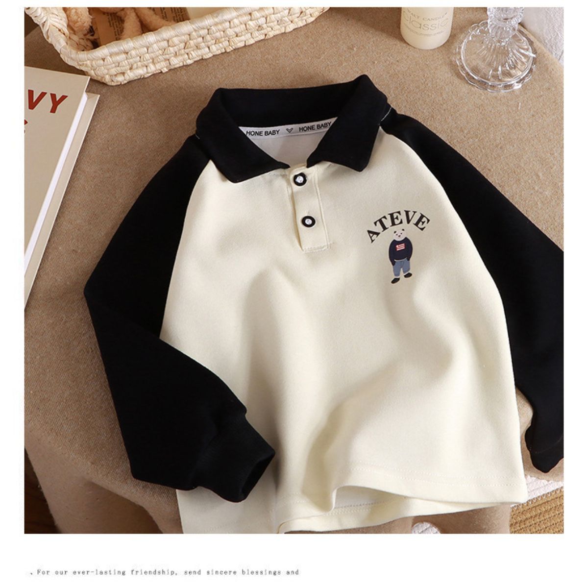 New polo shirt sweater spring and autumn new children's lapel long-sleeved bottoming shirt medium and large children's clothing splicing shirt