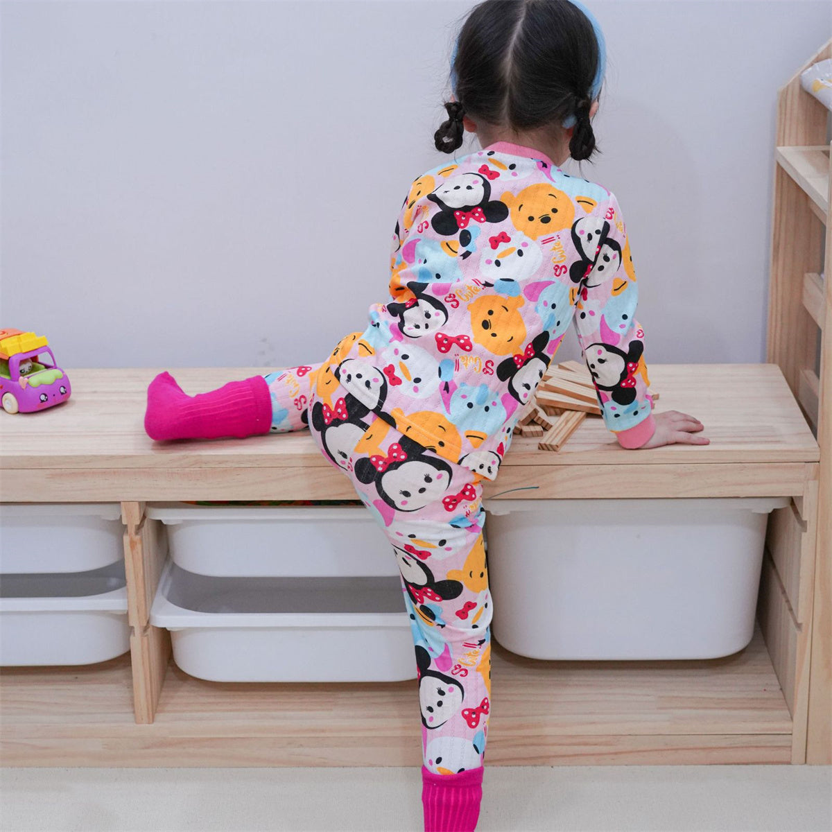 Children's two-piece cartoon pattern print long-sleeved suit