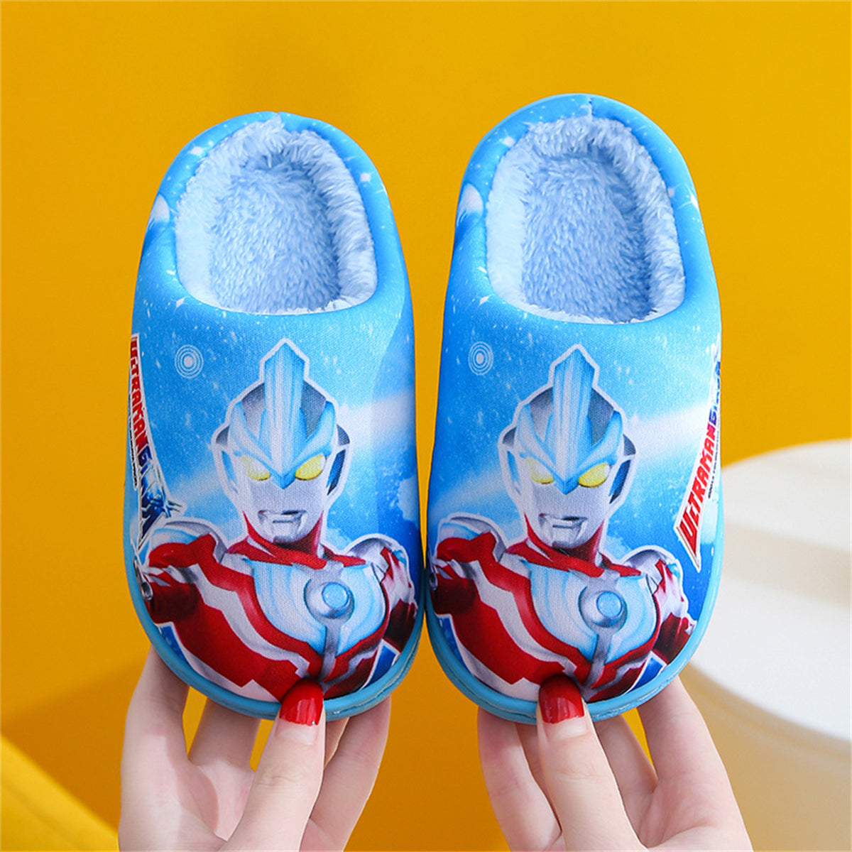 Ultraman autumn and winter home indoor non-slip warm cartoon cotton slippers for middle and large boys