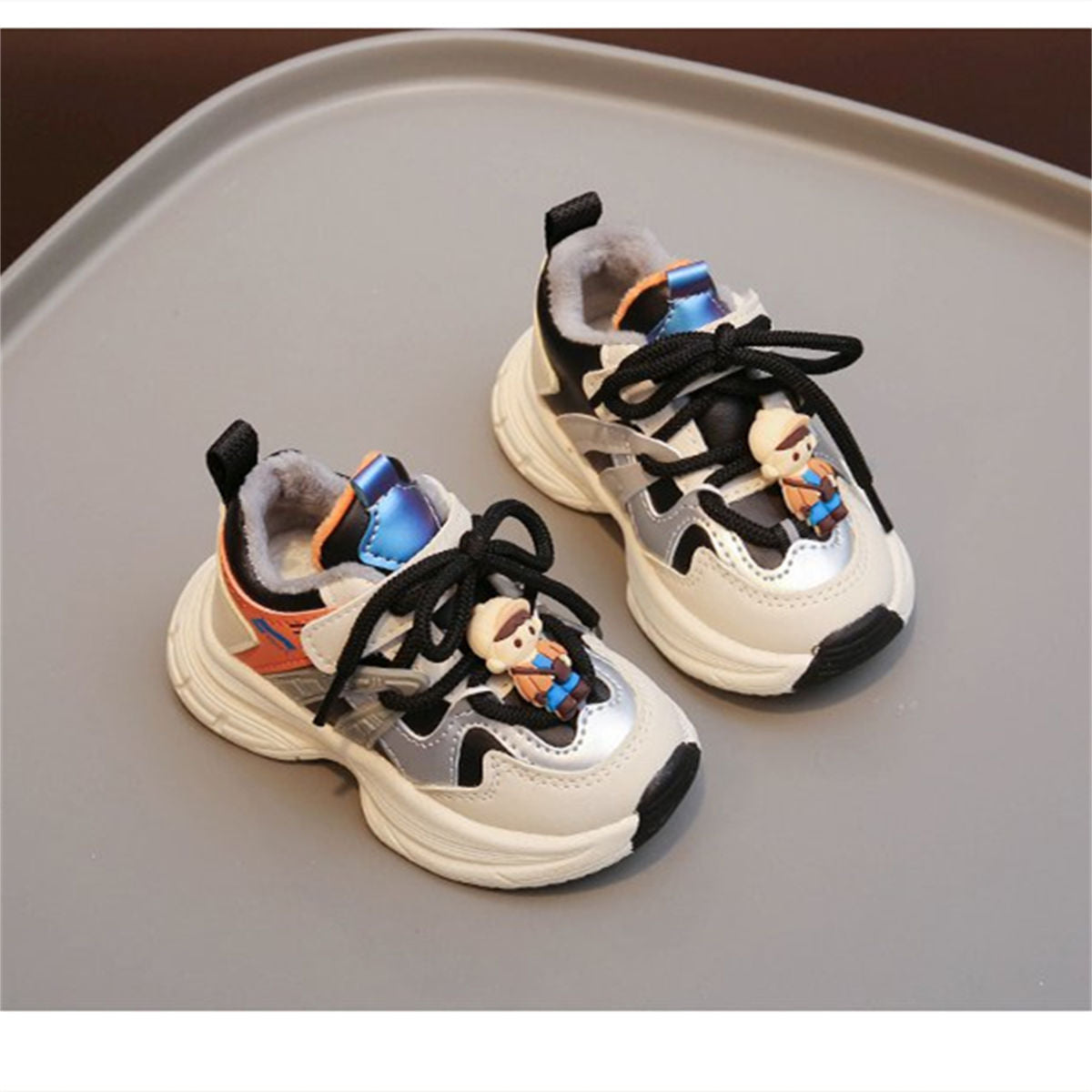 Winter plush and color matching cute doll sports shoes for boys and girls