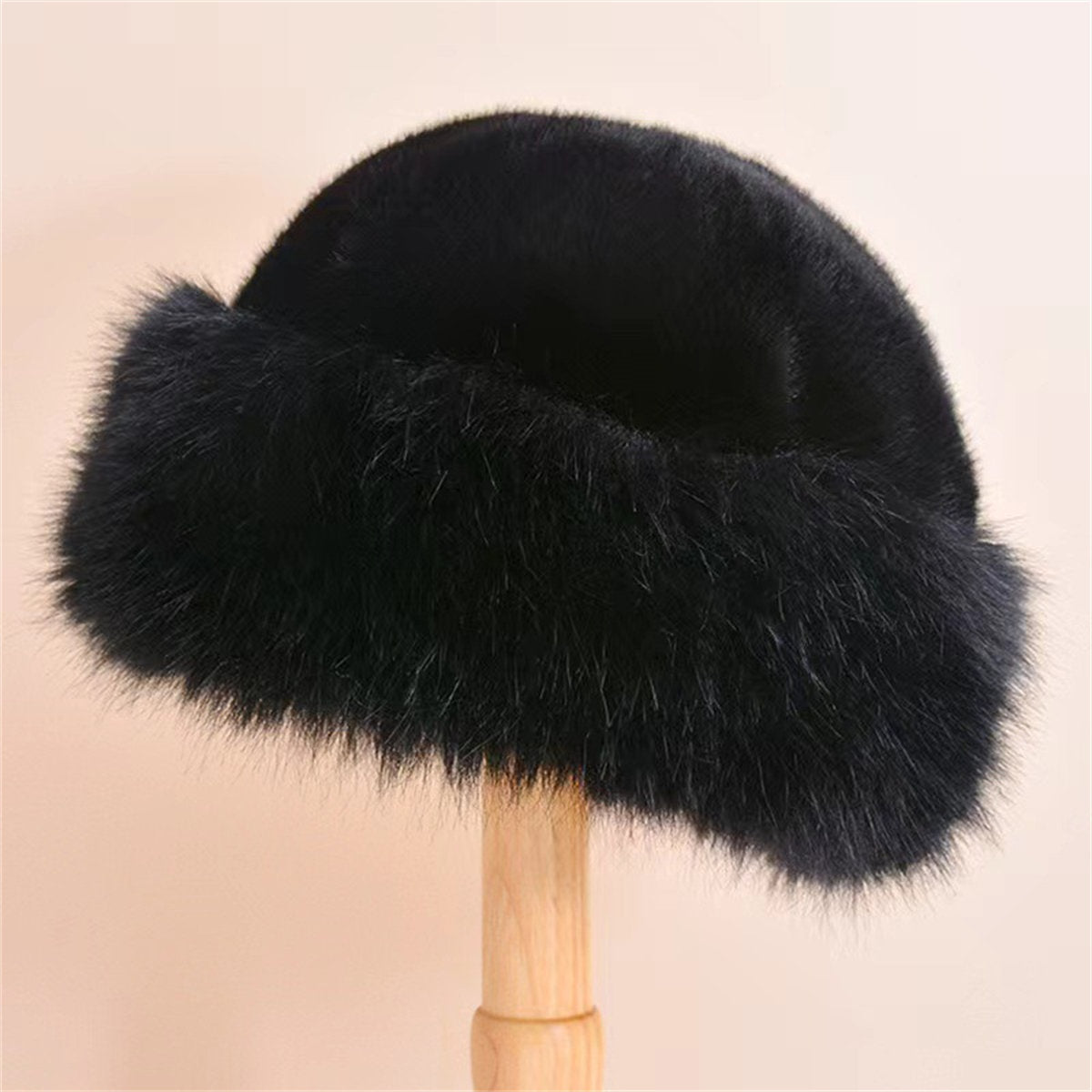 Women's winter plush thick warm fashion windproof cold protection basin hat