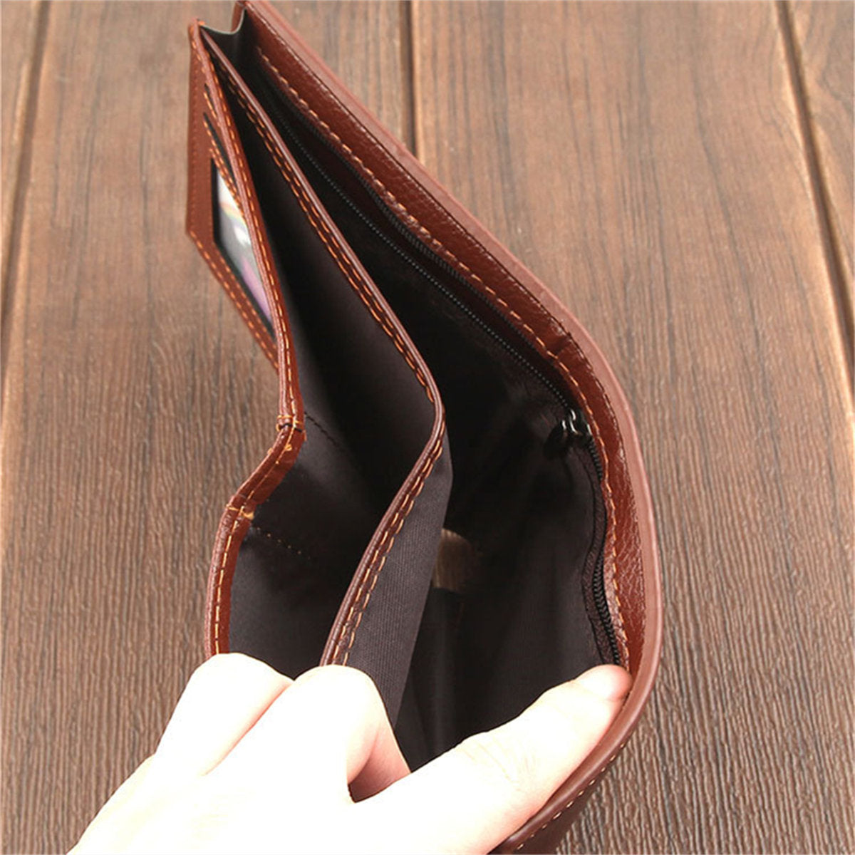 Men's Retro Fashion Zipper Short Multifunctional Card Holder Wallet