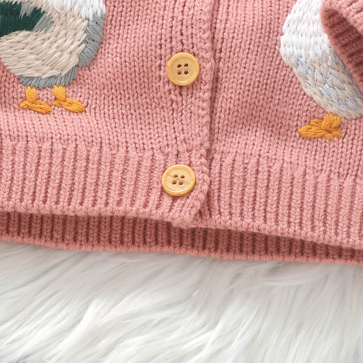 Infant and Toddler Knitted Cute Chick Embroidery Baby Jacket Cardigan