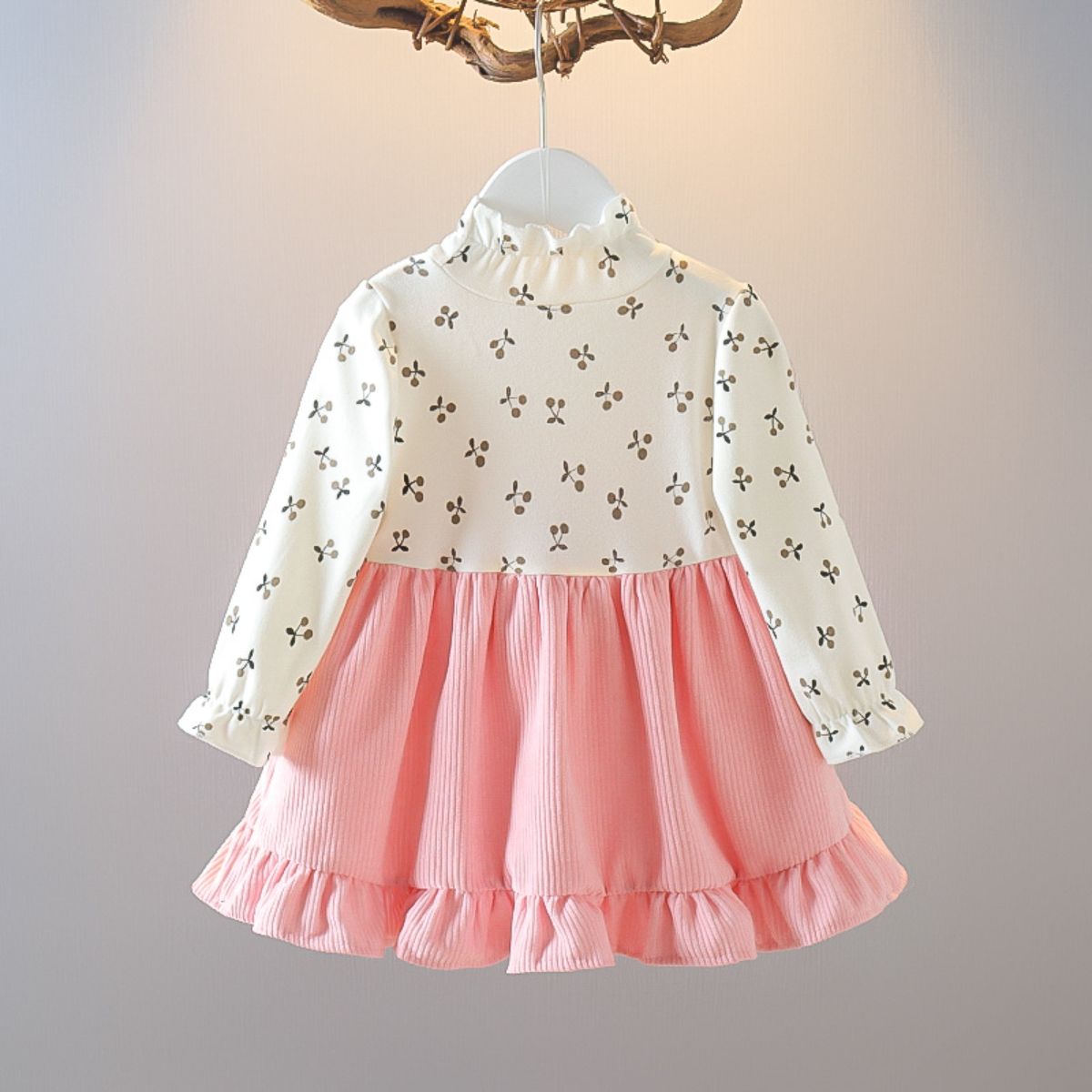 Girls Spring and Autumn Dress Fake Two-piece Set New Children's Corduroy Little Girl Princess Skirt