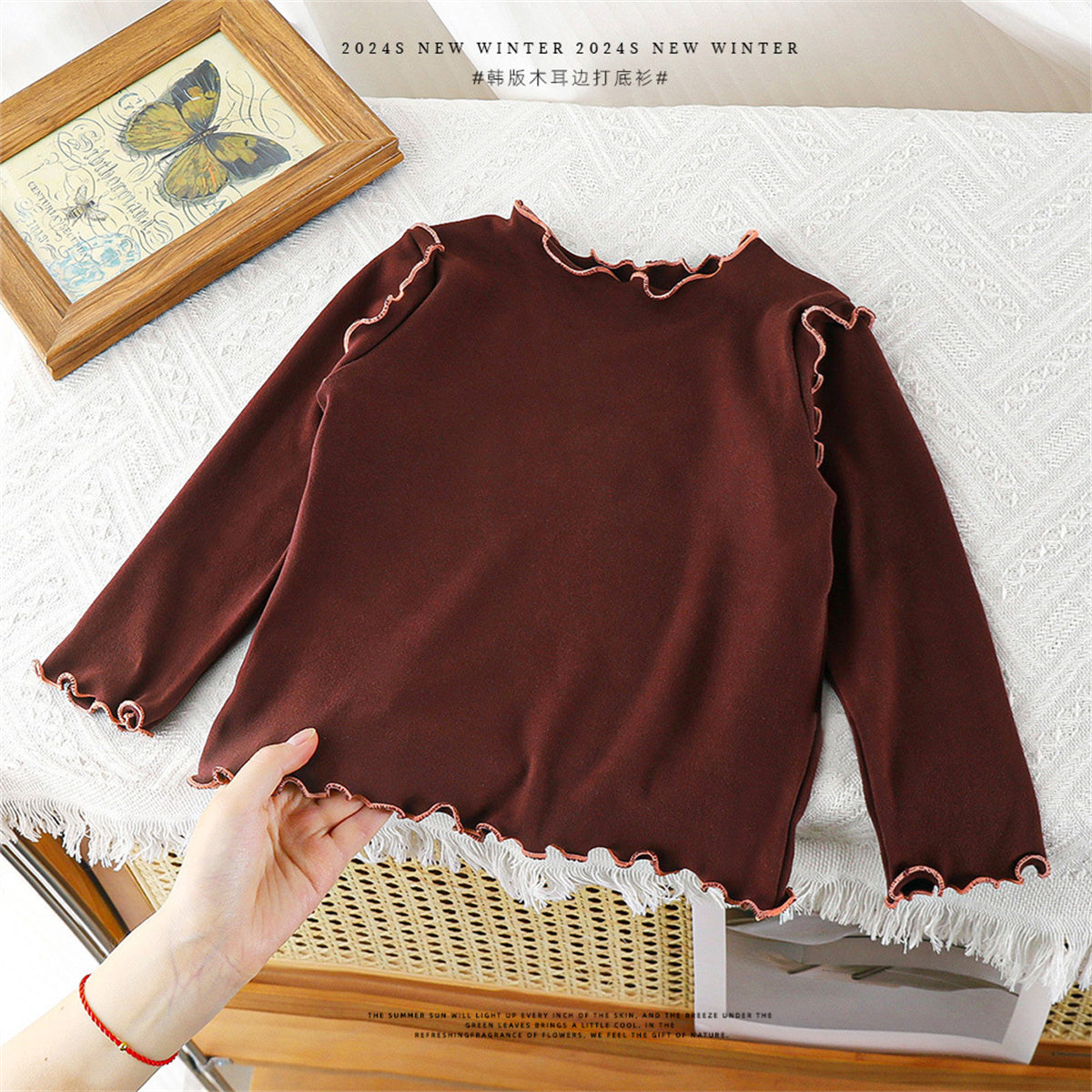 Autumn and winter long-sleeved T-shirt sweet German velvet lace bottoming shirt top