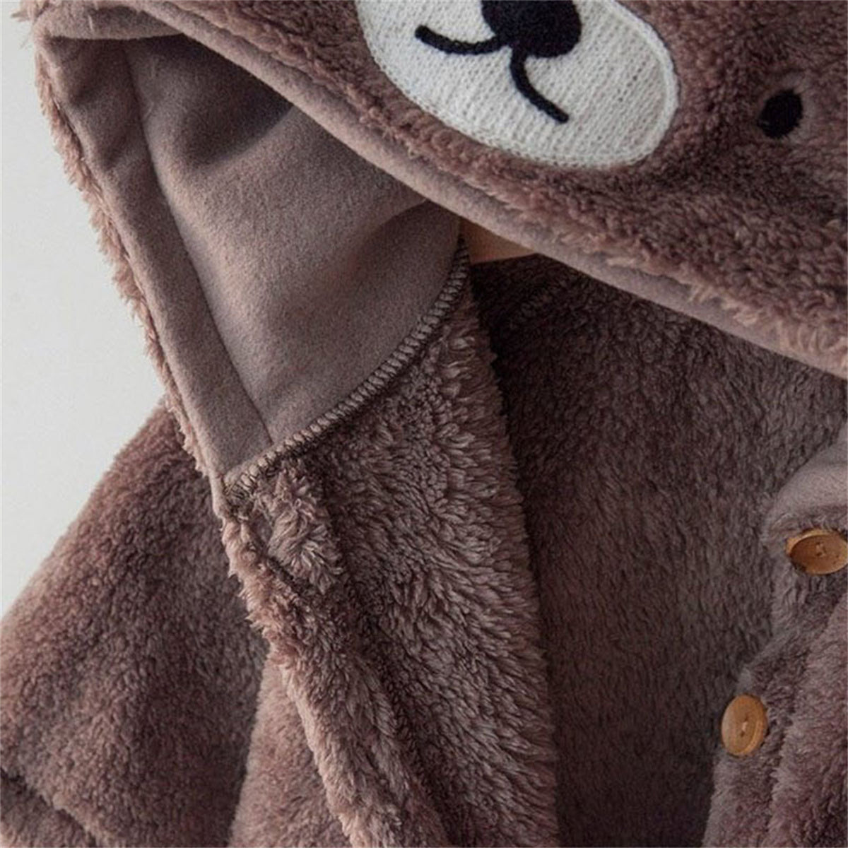 Baby cotton bear jumpsuit plush hooded romper