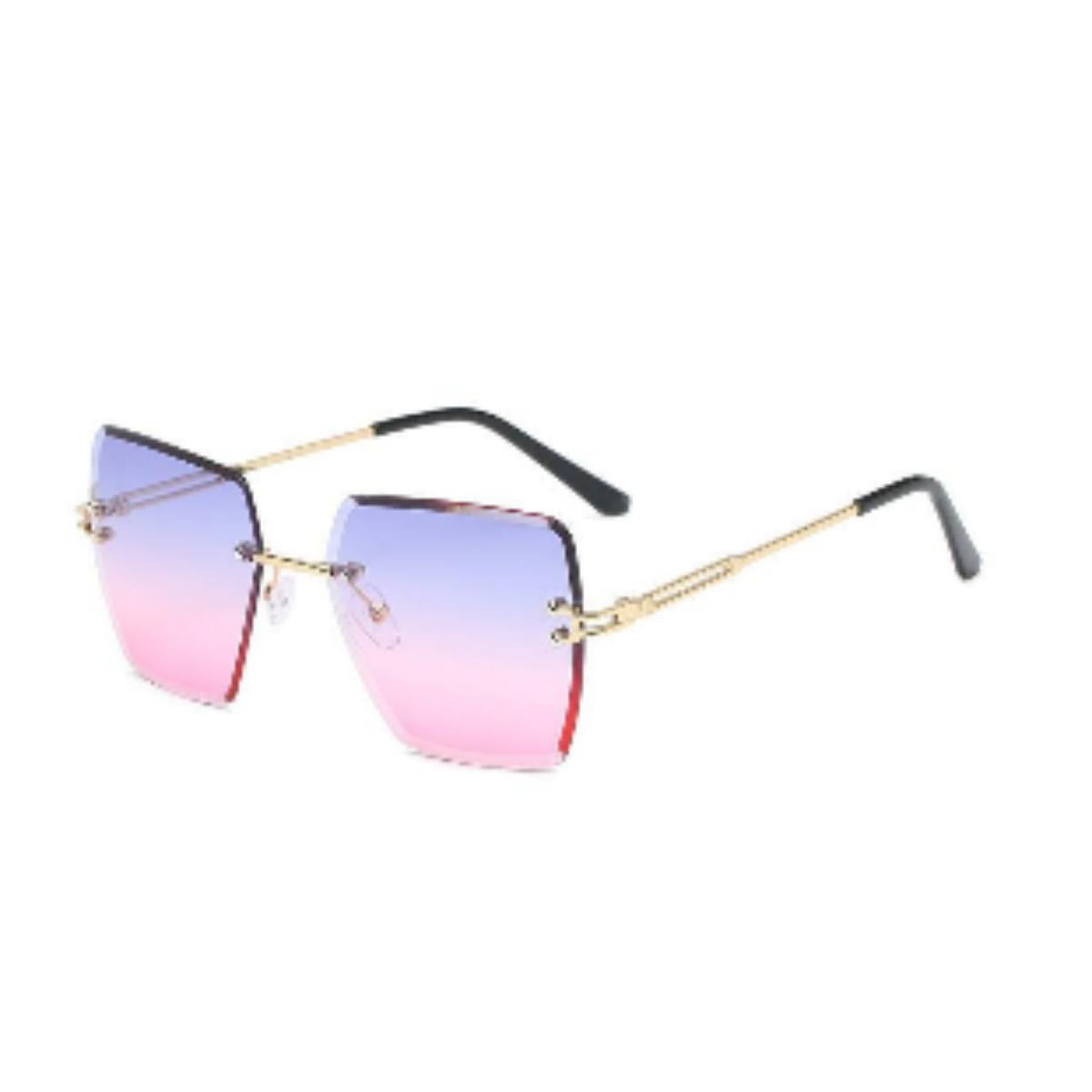 New trend frameless trimmed sunglasses fashion metal polygonal sunglasses personality two-color lenses glasses