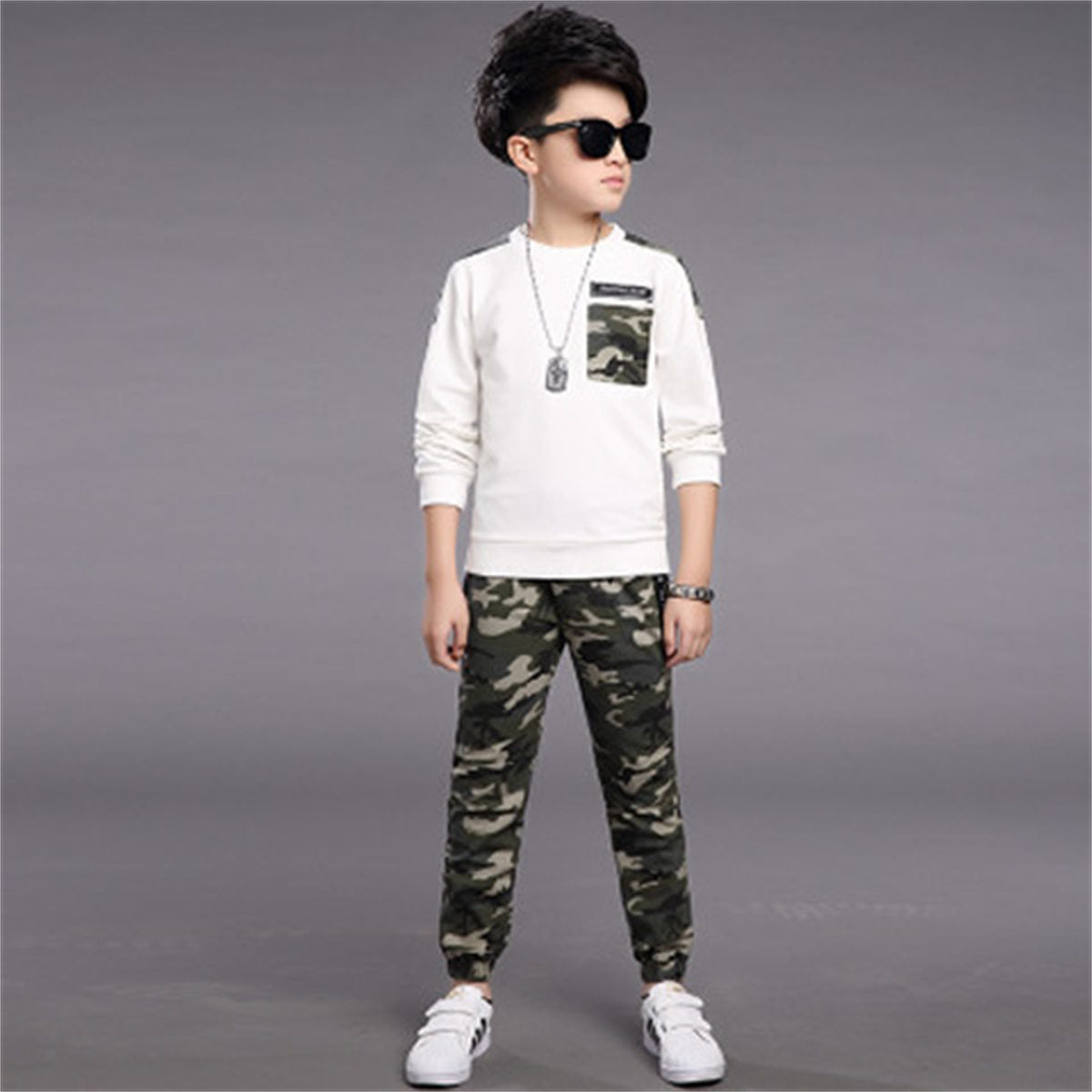 Children's clothing boys sports camouflage two-piece suit