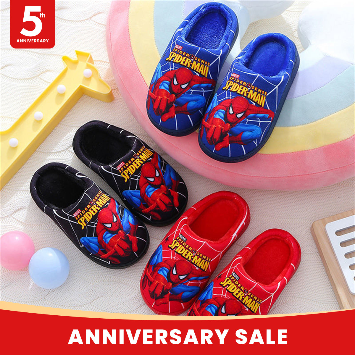 Spider-Man waterproof and non-slip casual cotton slippers for boys