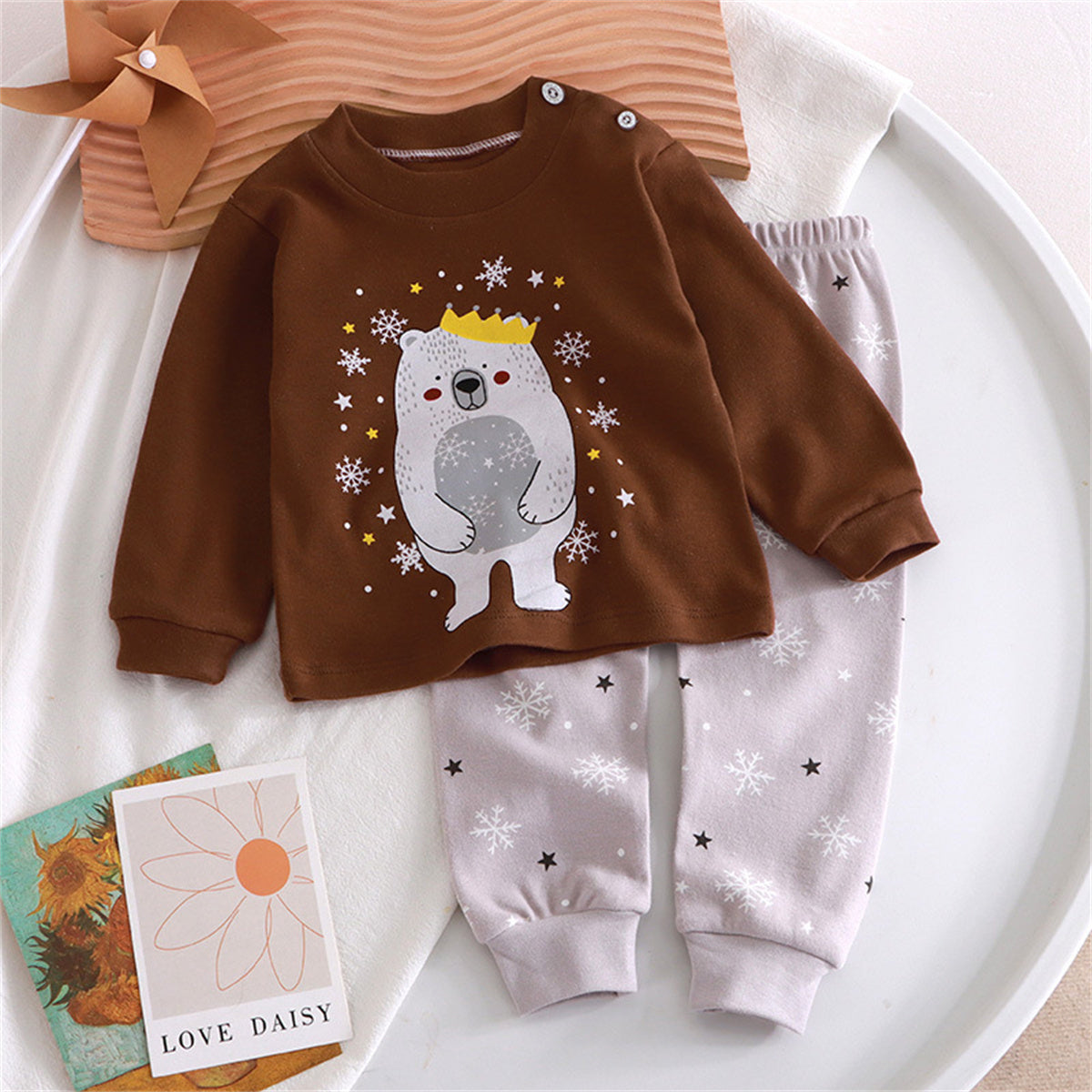 Children's pure cotton autumn underwear set cartoon dinosaur pattern