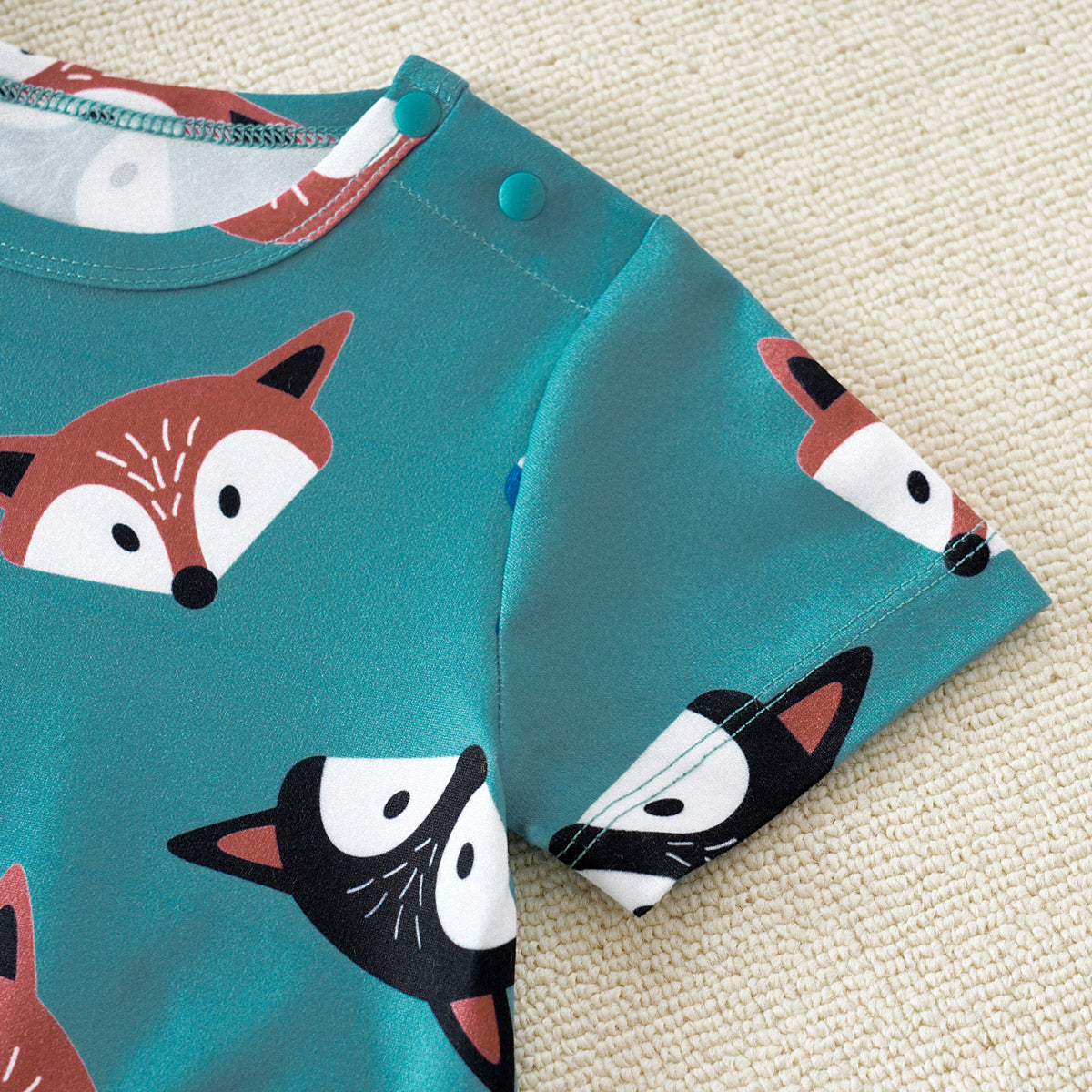 Baby Clothes Colorful Fox Print Pattern Short Sleeve Boxer Romper