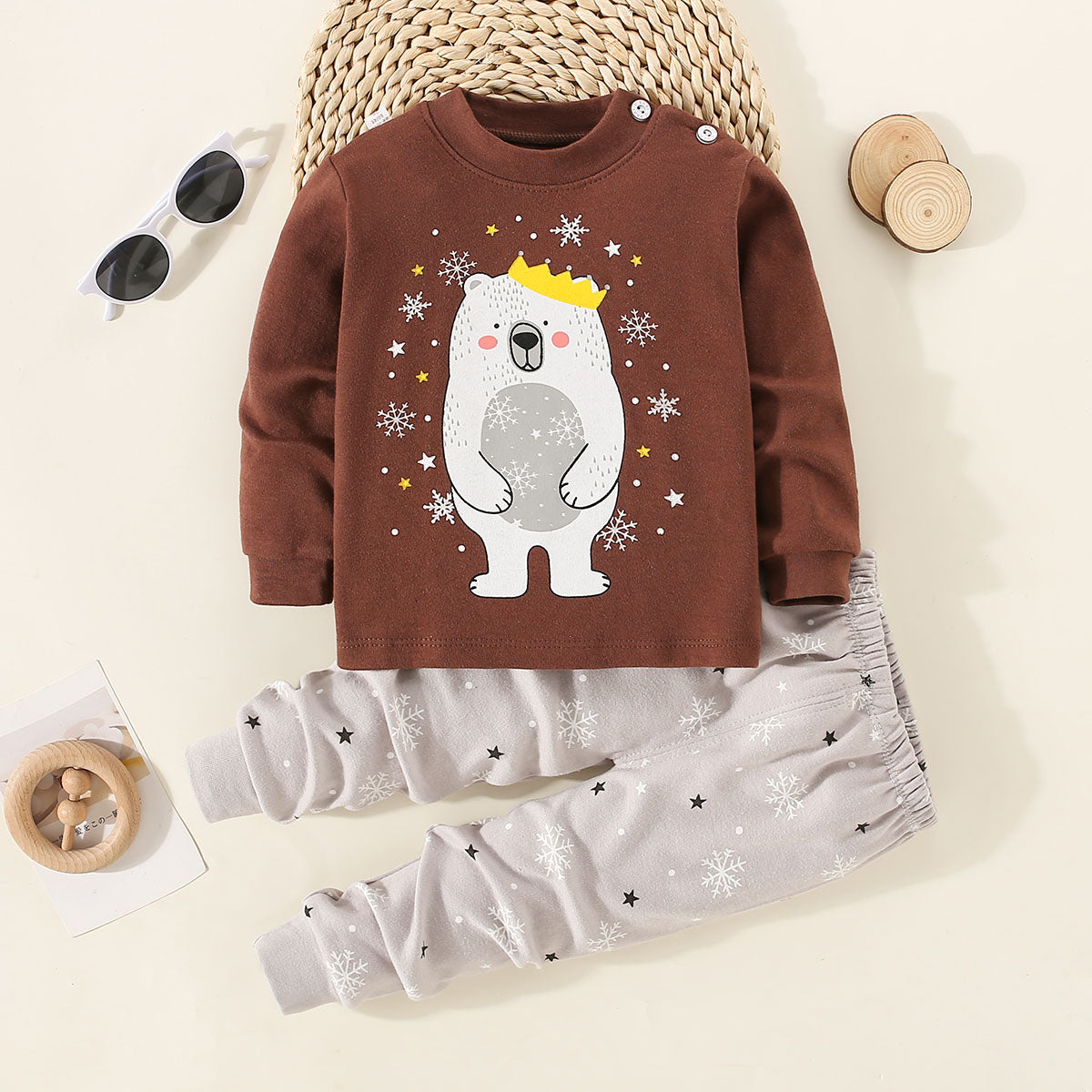 Children's pure cotton cartoon animal pattern home wear suit