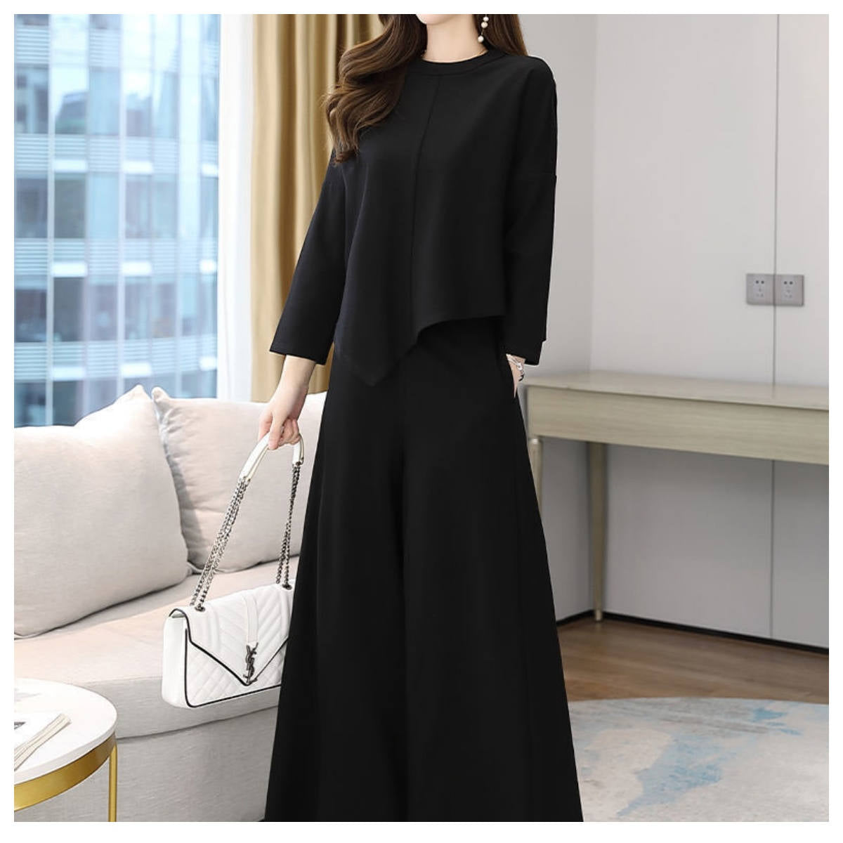 Women's slim casual temperament skirt and pants two-piece suit