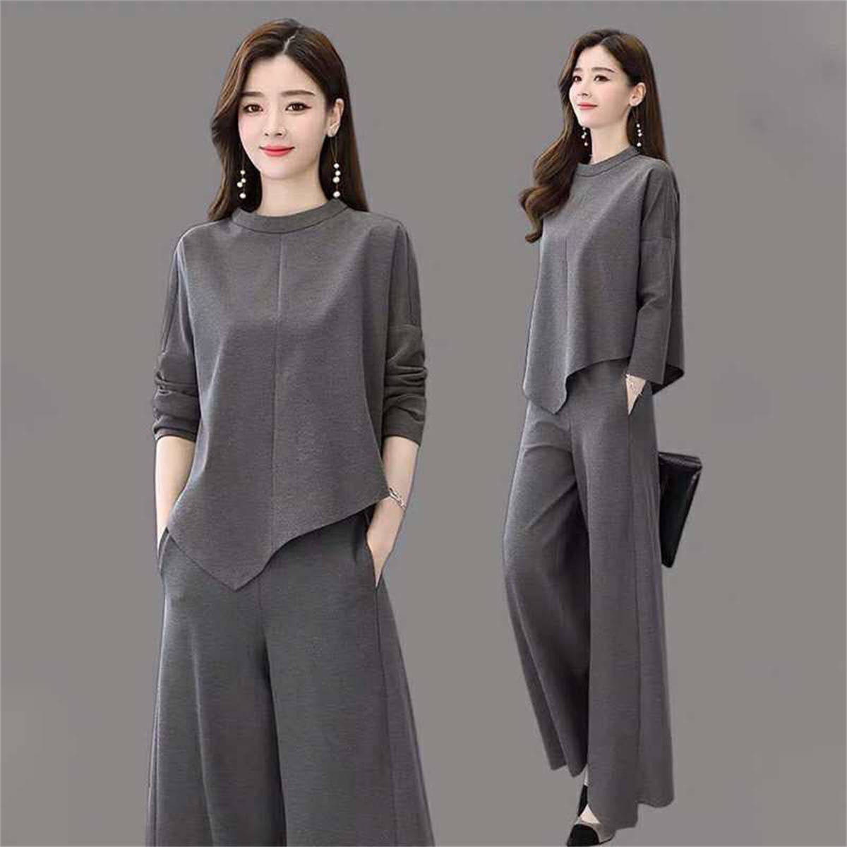 Women's slim casual temperament skirt and pants two-piece suit