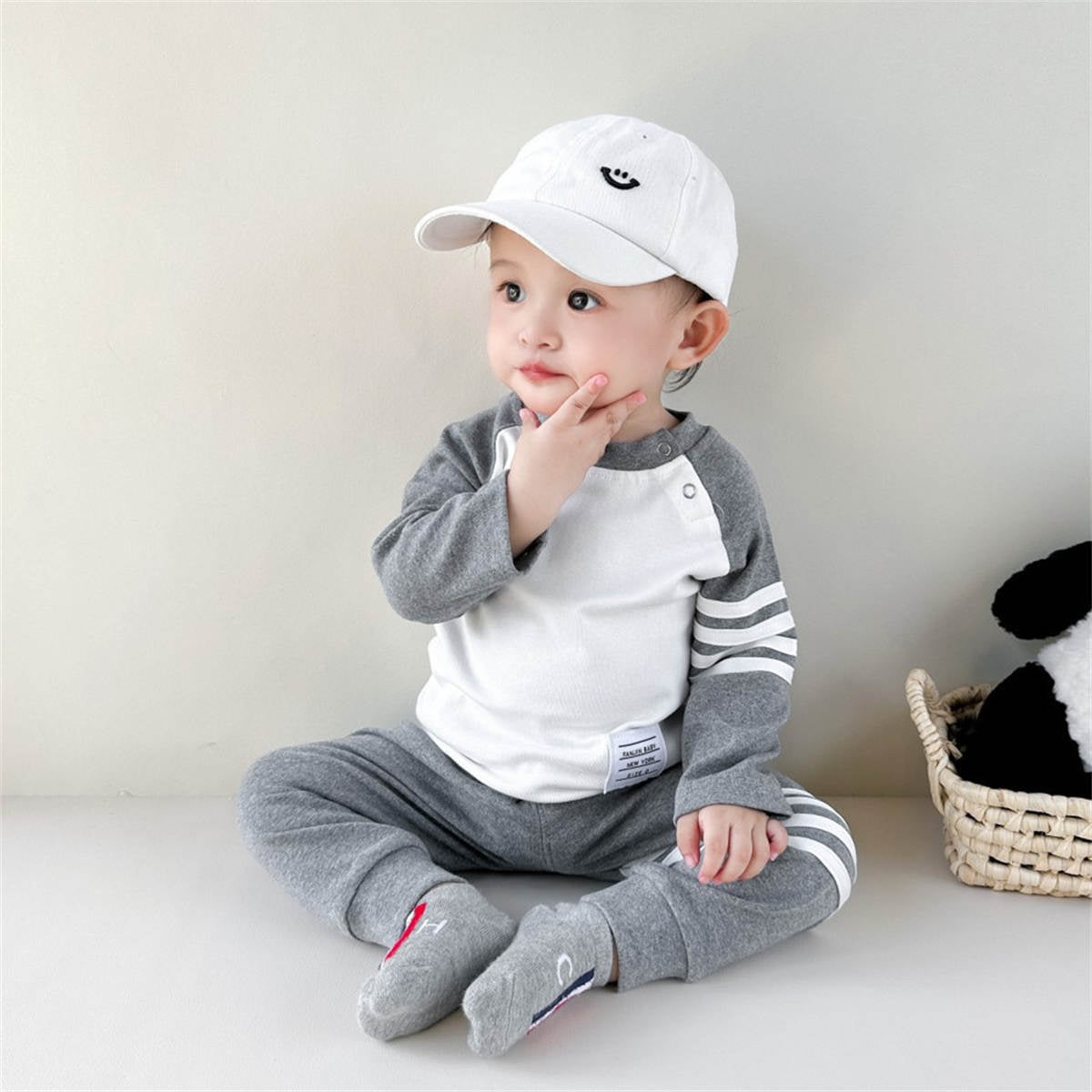 baby boy spring and autumn color matching suit