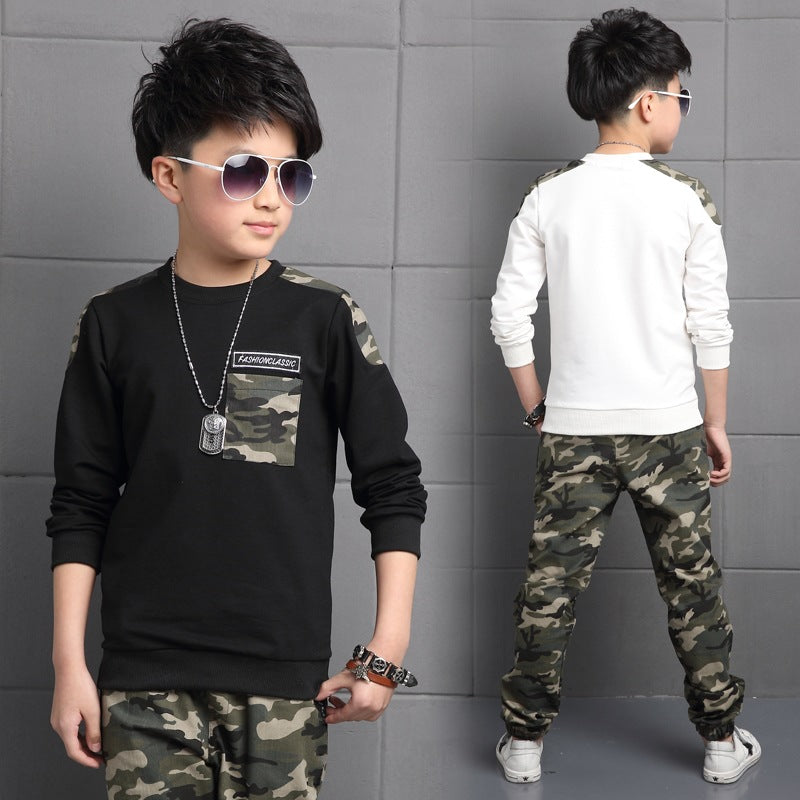 Children's clothing boys sports camouflage two-piece suit