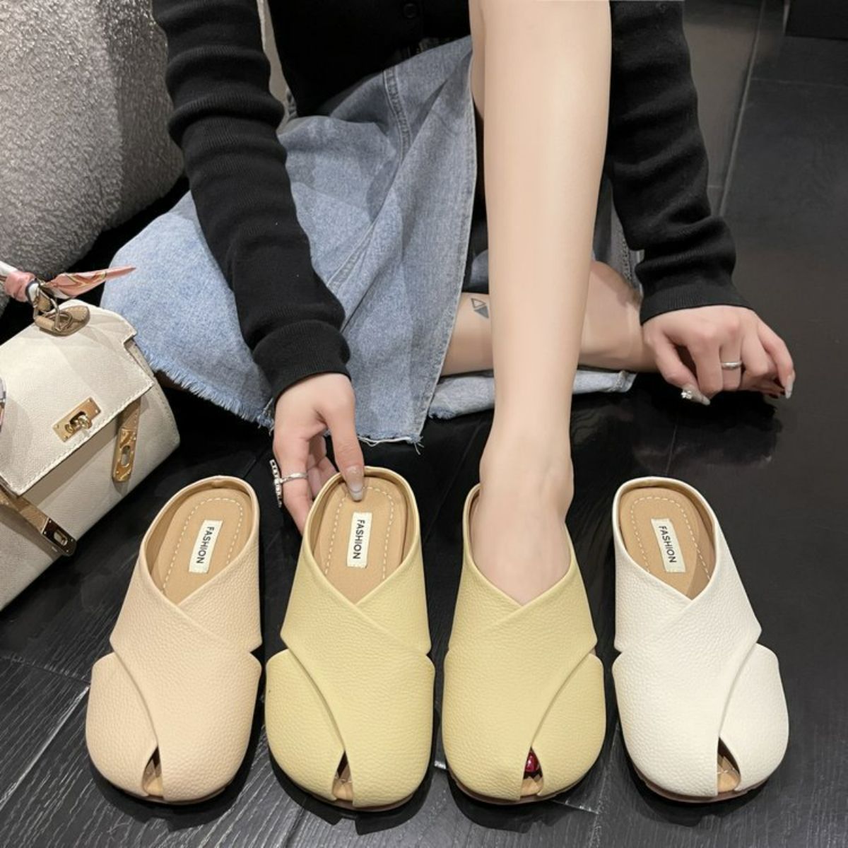 Baotou half slippers for women summer outdoor wear new style pregnant women soft bottom sandals