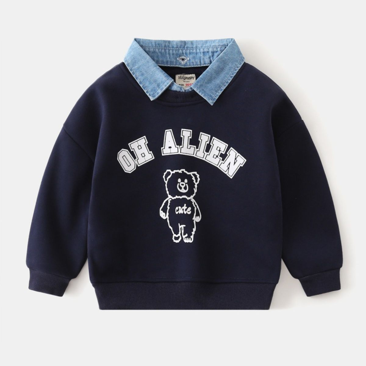 Children's fake two-piece sweatshirt new style children's clothing boys detachable collar fashionable sweatshirt baby top