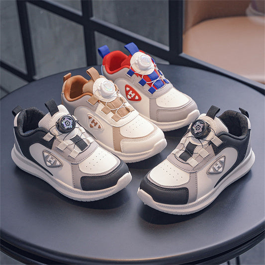 Middle and large boys autumn Spider-Man color matching casual style rotating button sports shoes