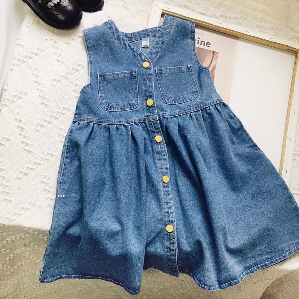 Girls denim skirt vest skirt autumn baby girl shirt overalls skirt two-piece dress children's spring clothes