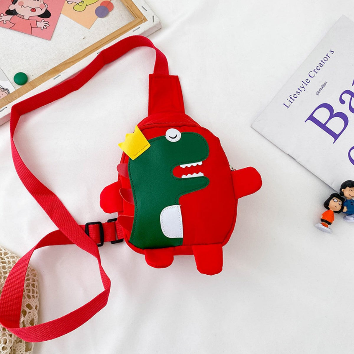 Cartoon Dinosaur Pattern Crossbody Bag