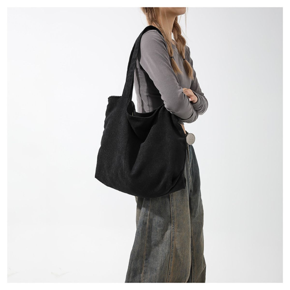 Corduroy Tote Bag Simple Retro Shoulder Bag