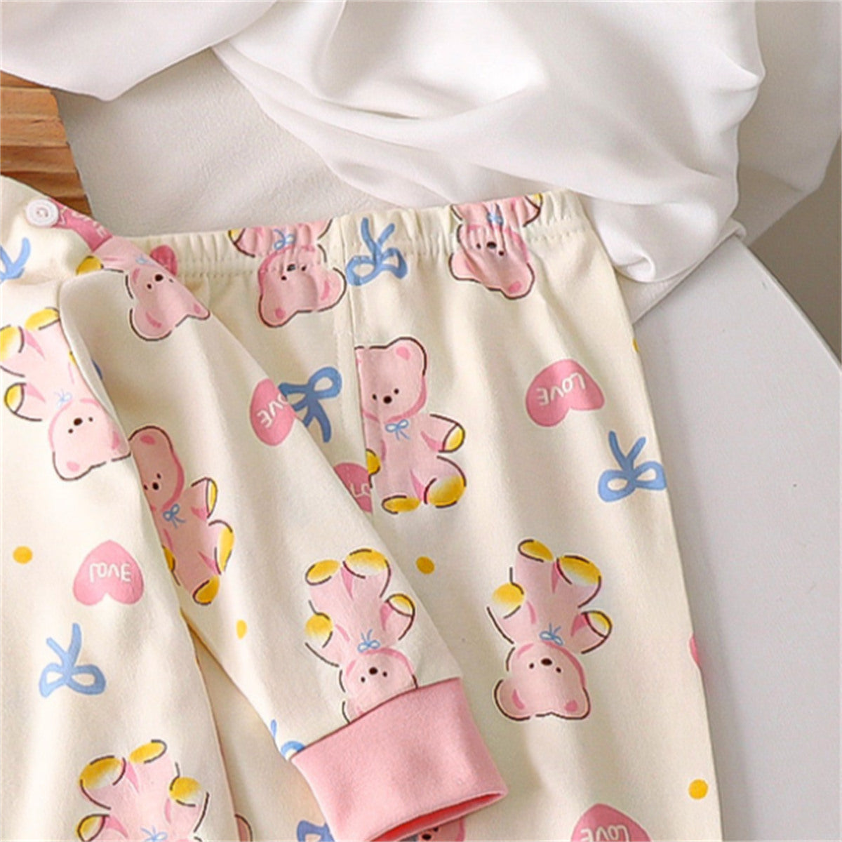 Girls Cute Bear Bow Pajamas Home Clothes Set