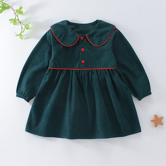 Girls corduroy dress new style baby princess dress fashionable spring and autumn children's skirt autumn clothing