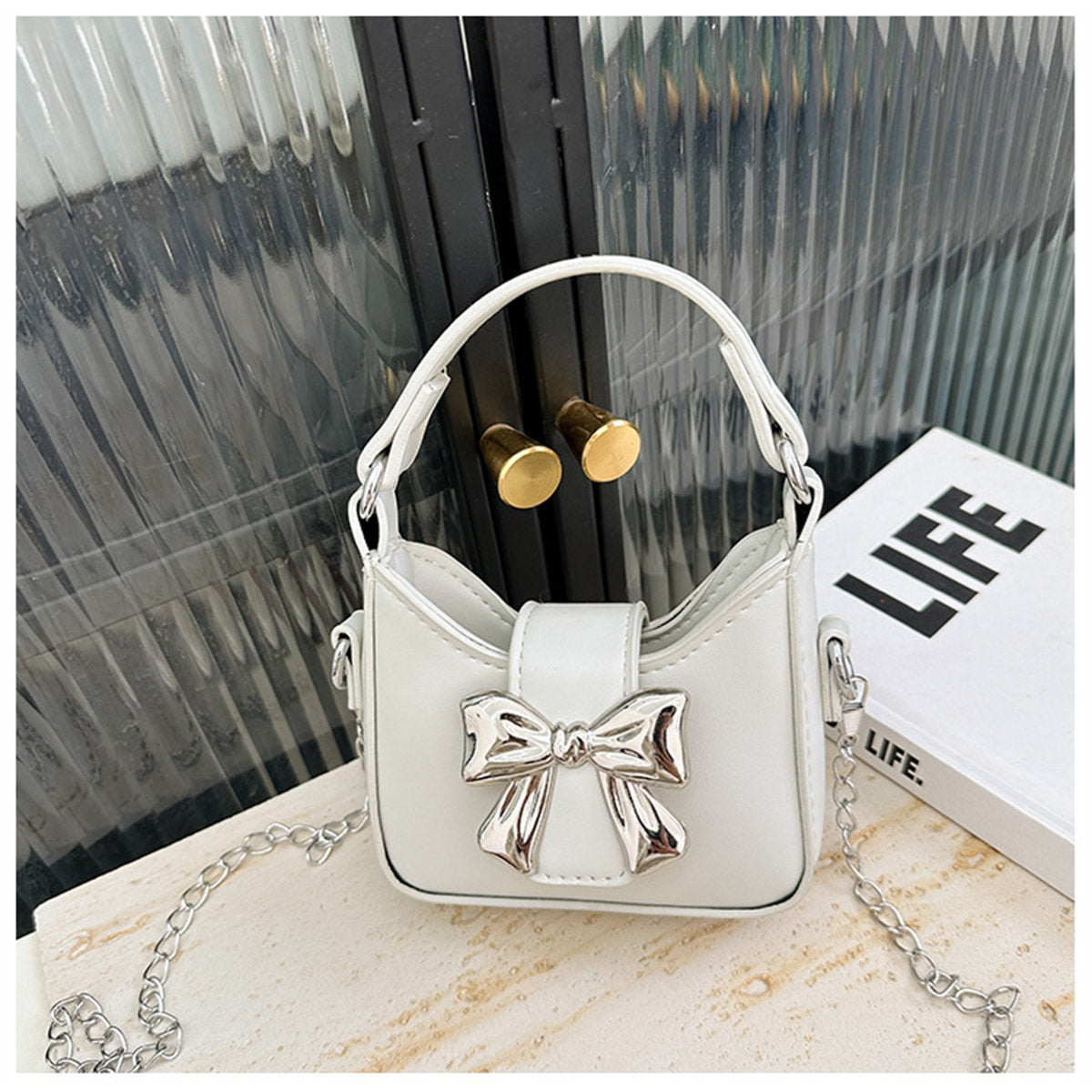 Children's Candy Color Bow Mini Handbag Parent-child Chain Crossbody Bag Lipstick Bag